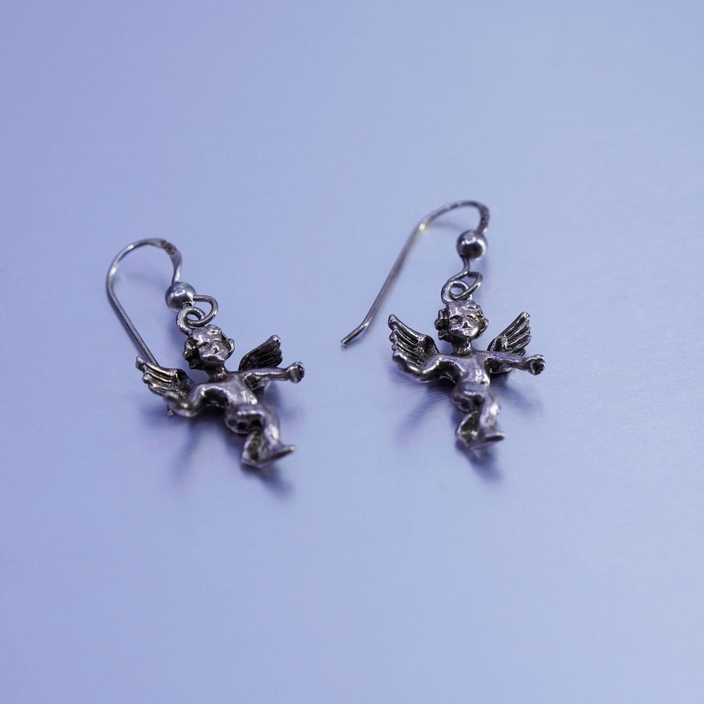 vintage Sterling silver handmade earrings, 925 Angel dangles