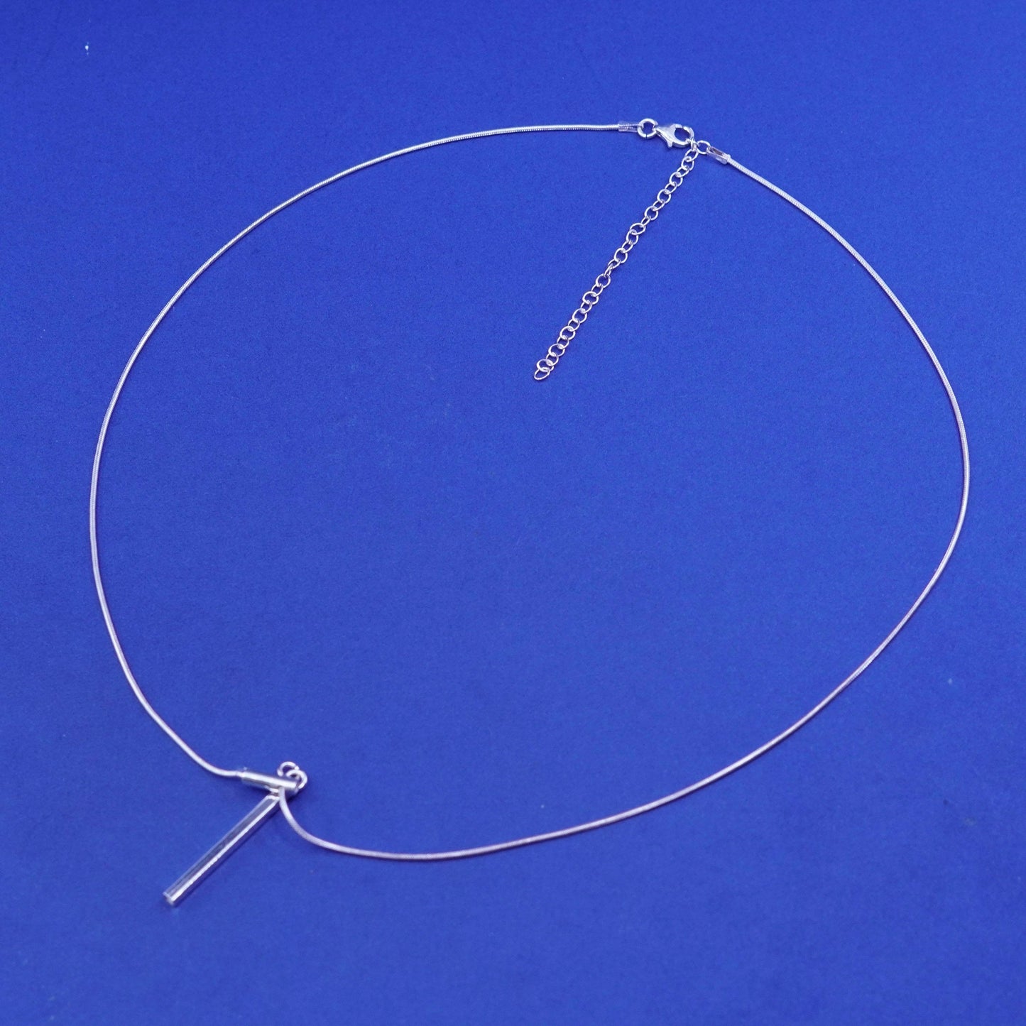 20+2”, Sterling silver handmade necklace, modern 925 snake chain long pendant