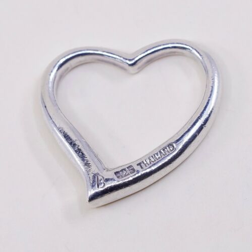 Vintage Italy Sterling Silver Heart Pendant, Solid 925 Silver Charm