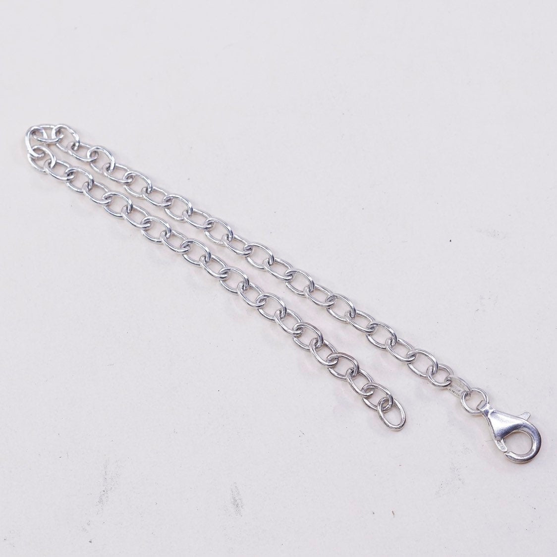 7.5", 4mm, VTG sterling silver circle link chain, stamped 925