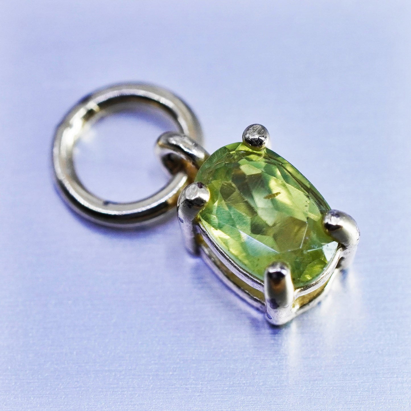 antique vermeil gold over sterling 925 silver handmade charm pendant peridot
