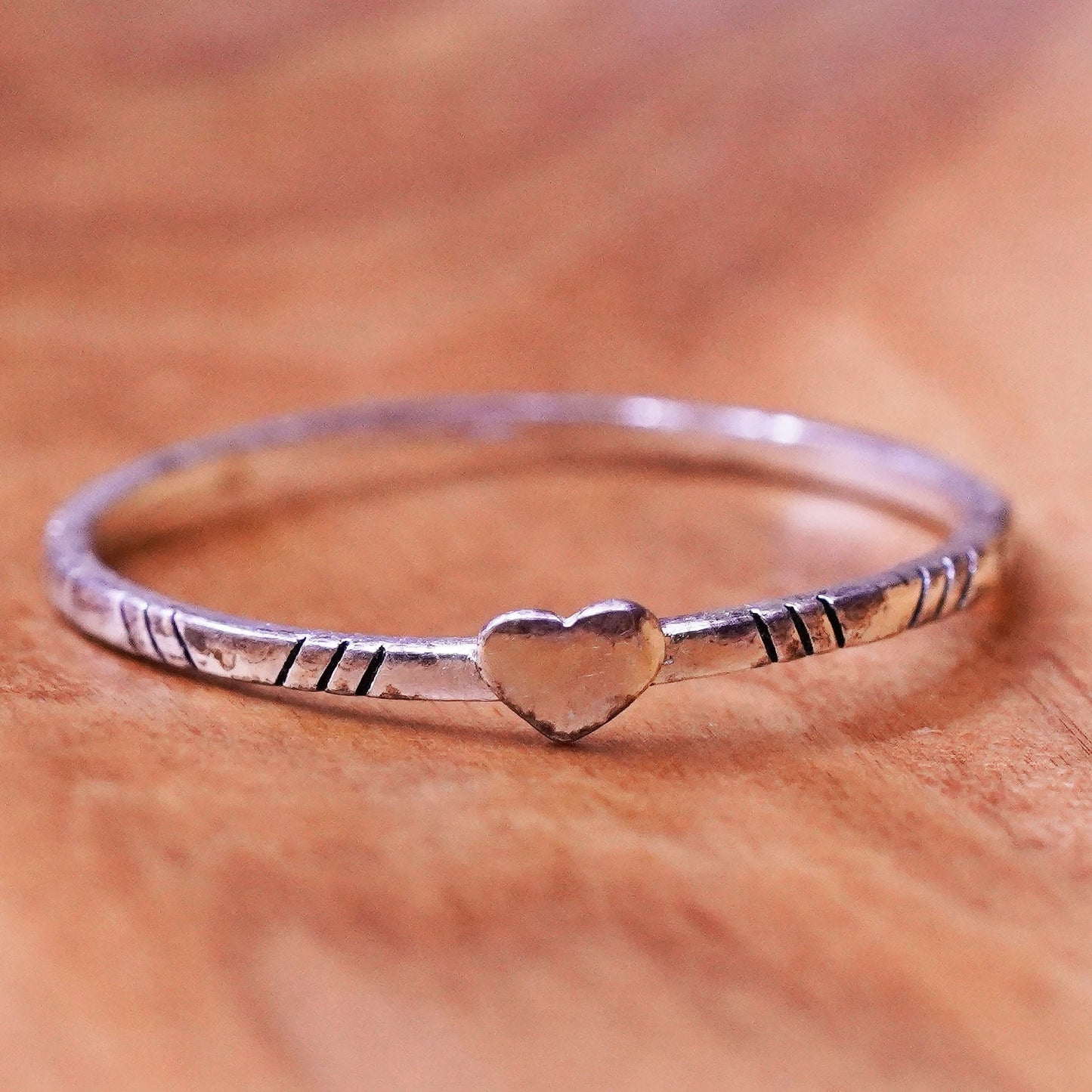 Size 9.25, vintage Sterling silver handmade ring, 925 thin band gold tone heart