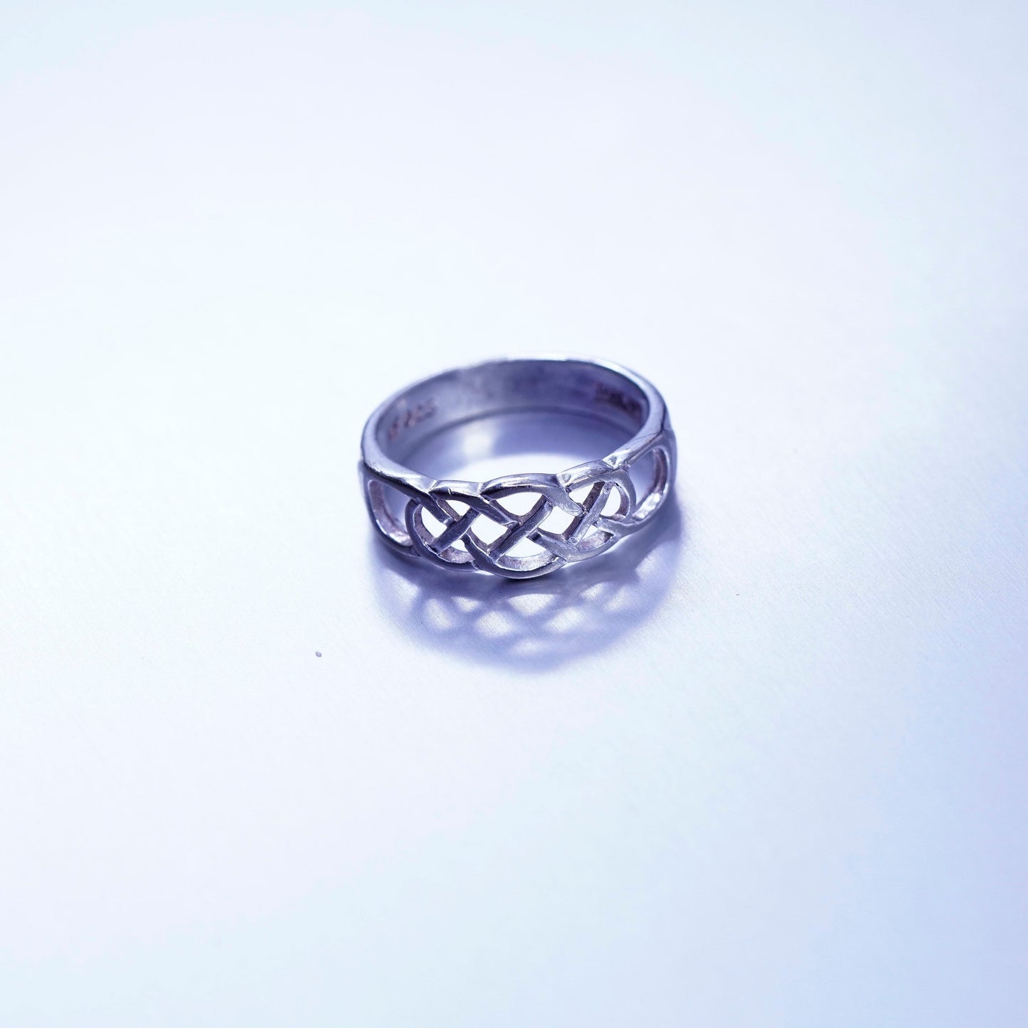 Size 7, Sterling 925 silver handmade ring, Irish Celtic braided textured band