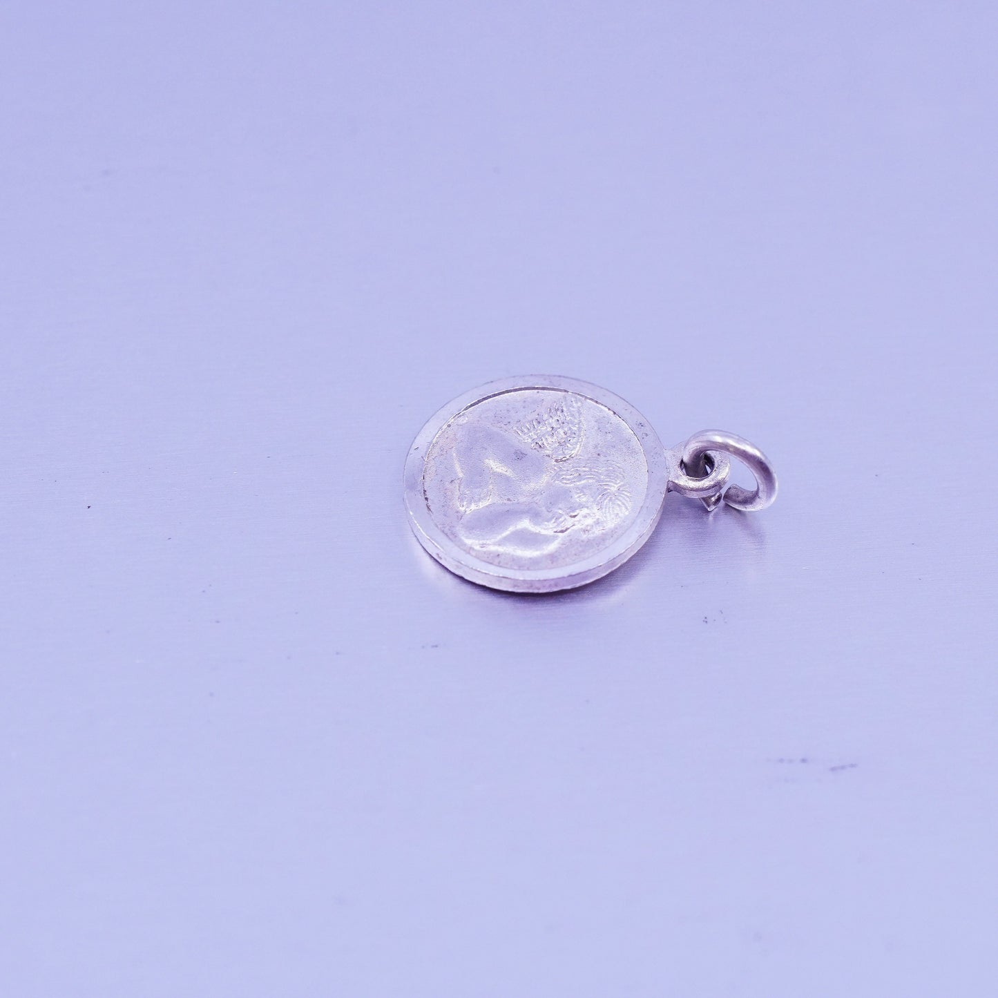 Antique Sterling silver handmade charm, 925 Angel pendant
