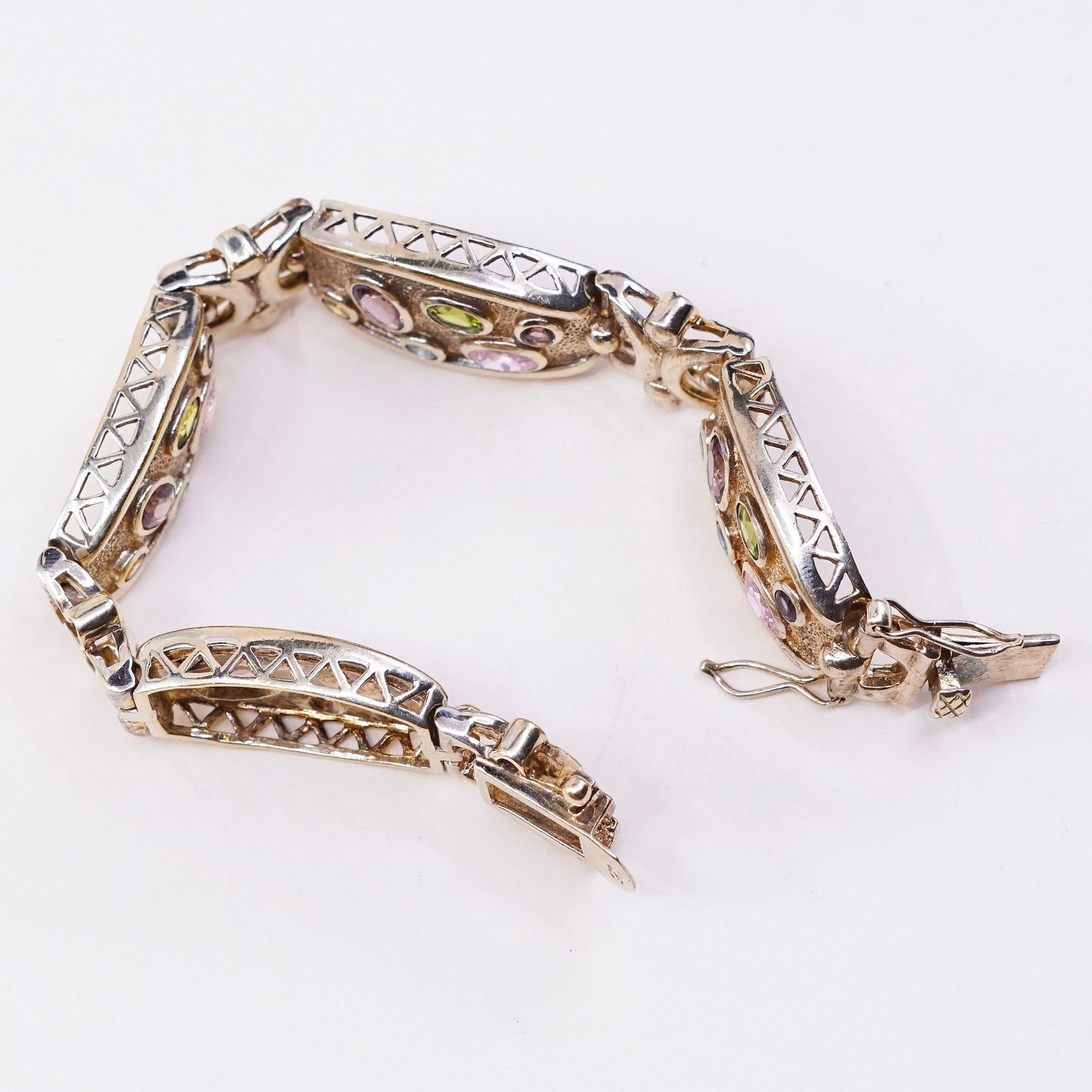 6”, SETA vermeil gold over Sterling 924 silver tennis bracelet w/ citrine topaz