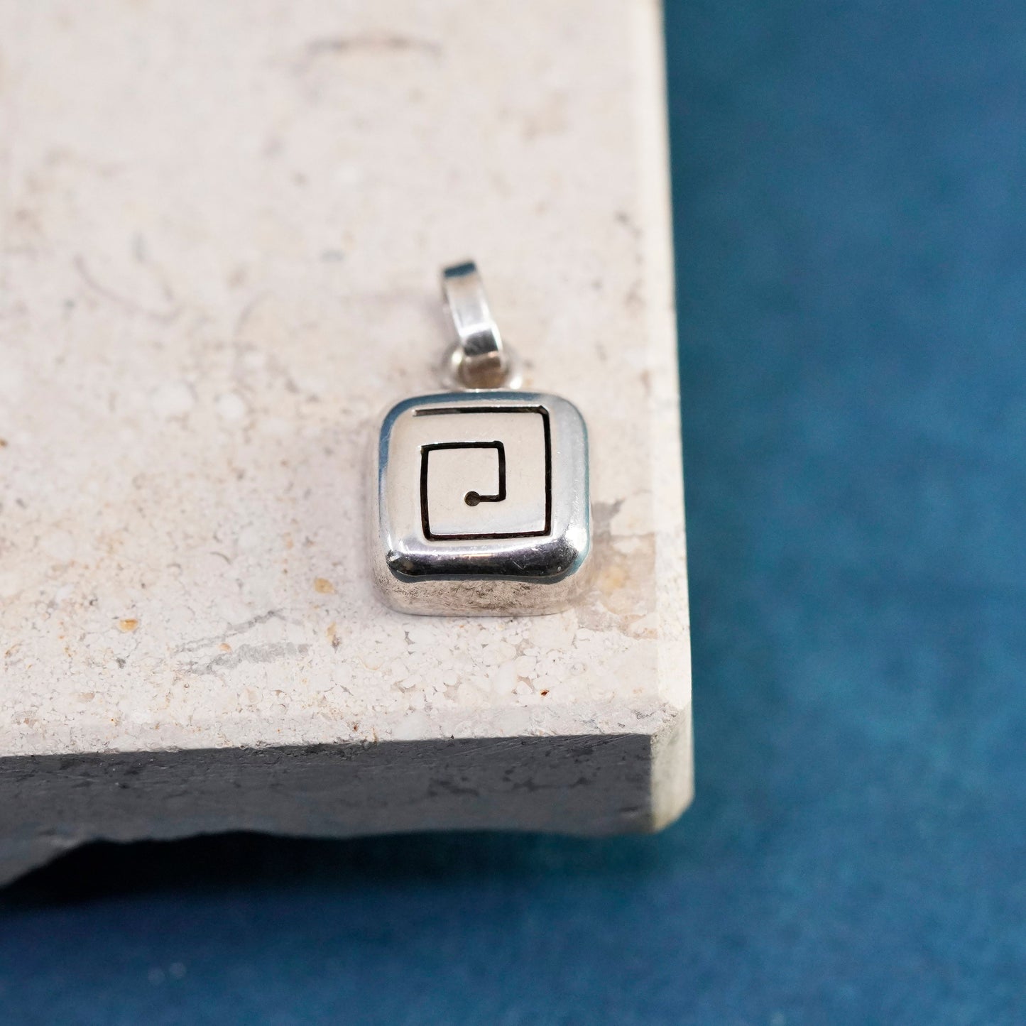 Vintage Sterling silver handmade pendant, 925 maze charm