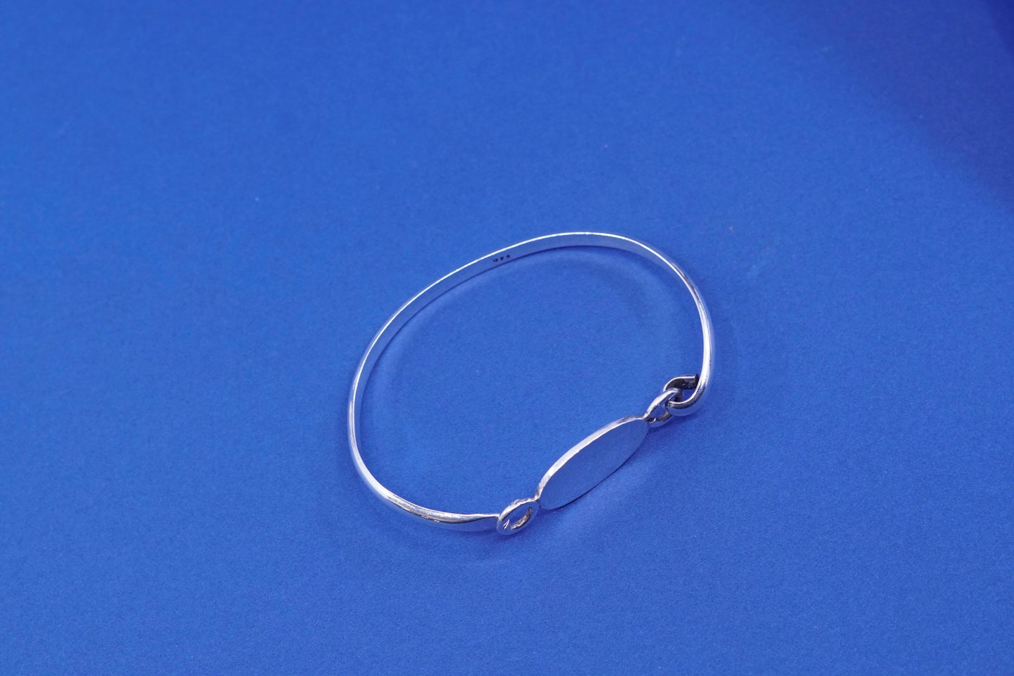 7.25”, vintage Sterling silver handmade bracelet, 925 bangle with blank disc