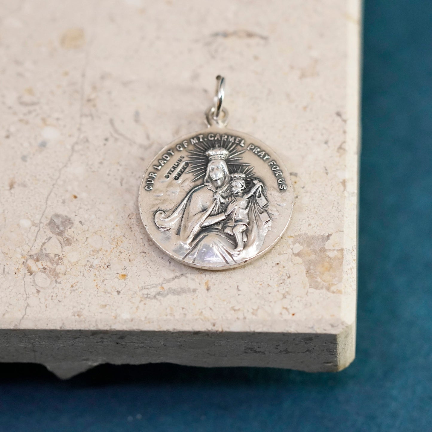 Sterling silver pendant, 925 tag with Jesus “our lady of mt. Carmel pray for us