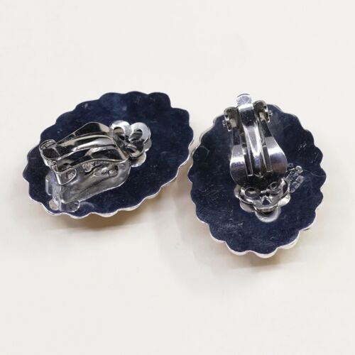 VINTAGE Mexico Handmade Sterling Silver, Solid 925 CLIP ON EARRINGS W Beads