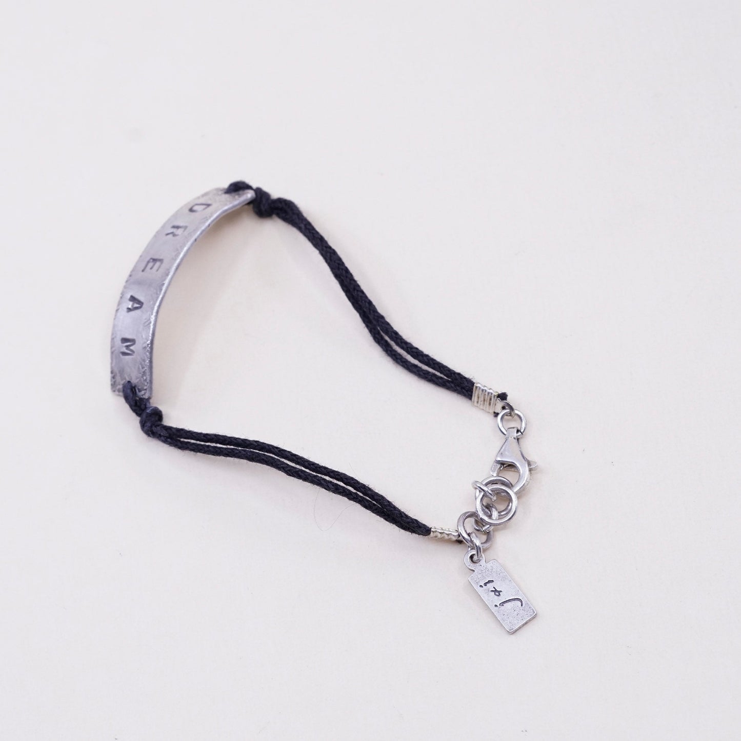 6.5”, vtg Ian Gibson J&I Sterling 925 silver bracelet, with bar engraved “dream