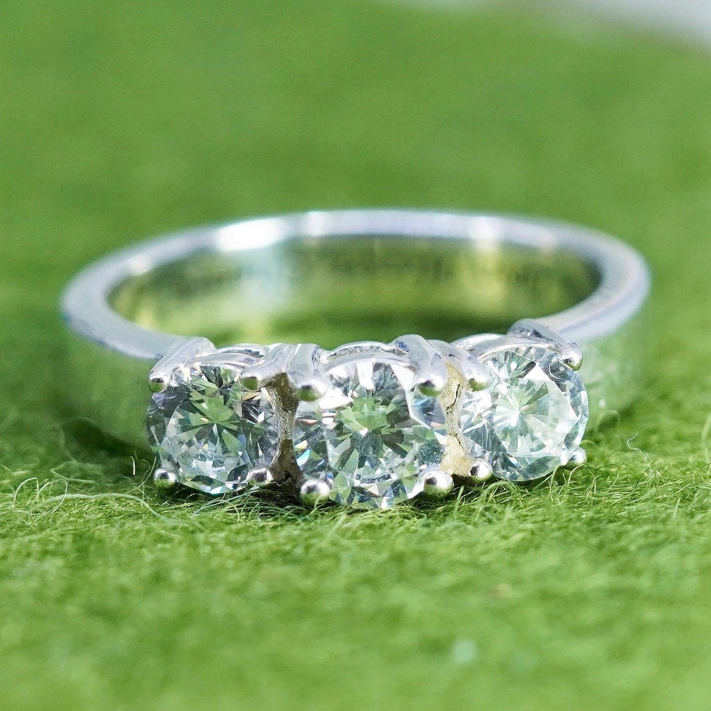 Size 6, sterling silver ring, 925 band with cz and engraved “love honor cherish