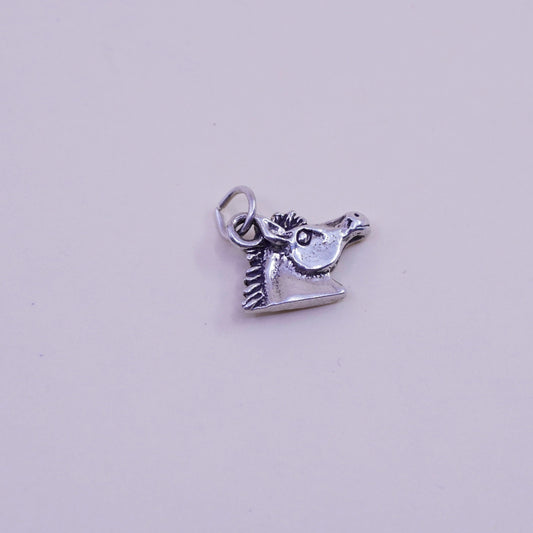 Handmade vintage Sterling silver pendant, 925 horse head charm