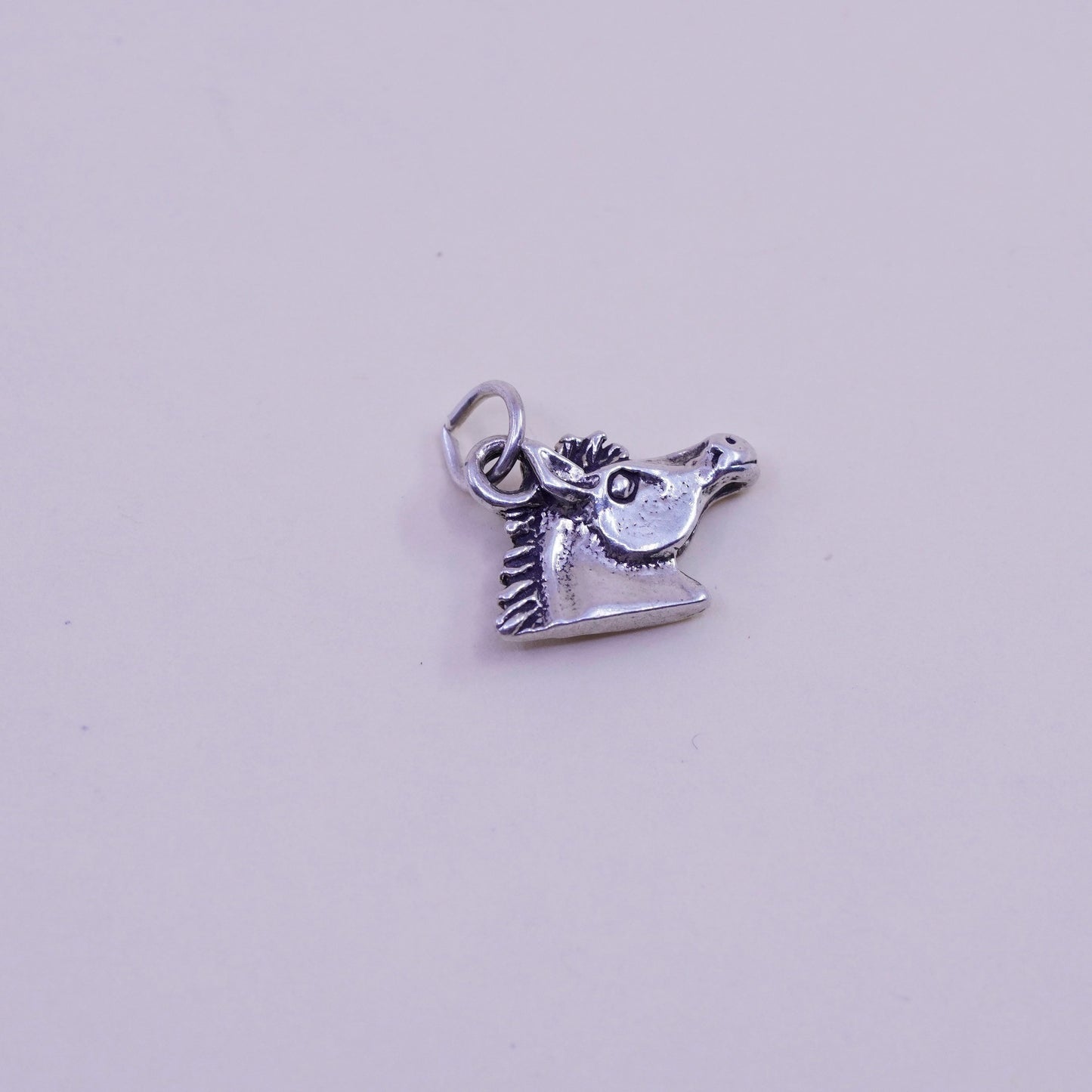 Handmade vintage Sterling silver pendant, 925 horse head charm