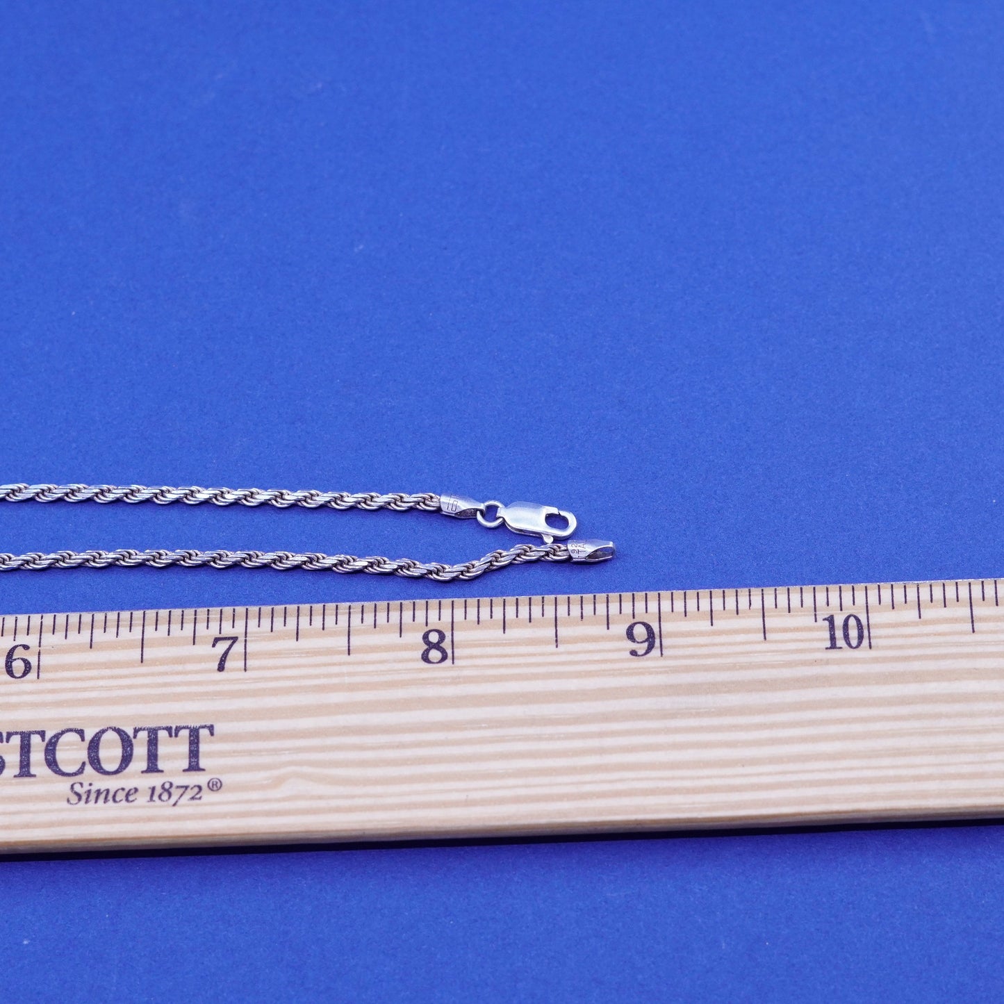 18”, 2mm, vintage Sterling silver handmade necklace, 925 rope chain