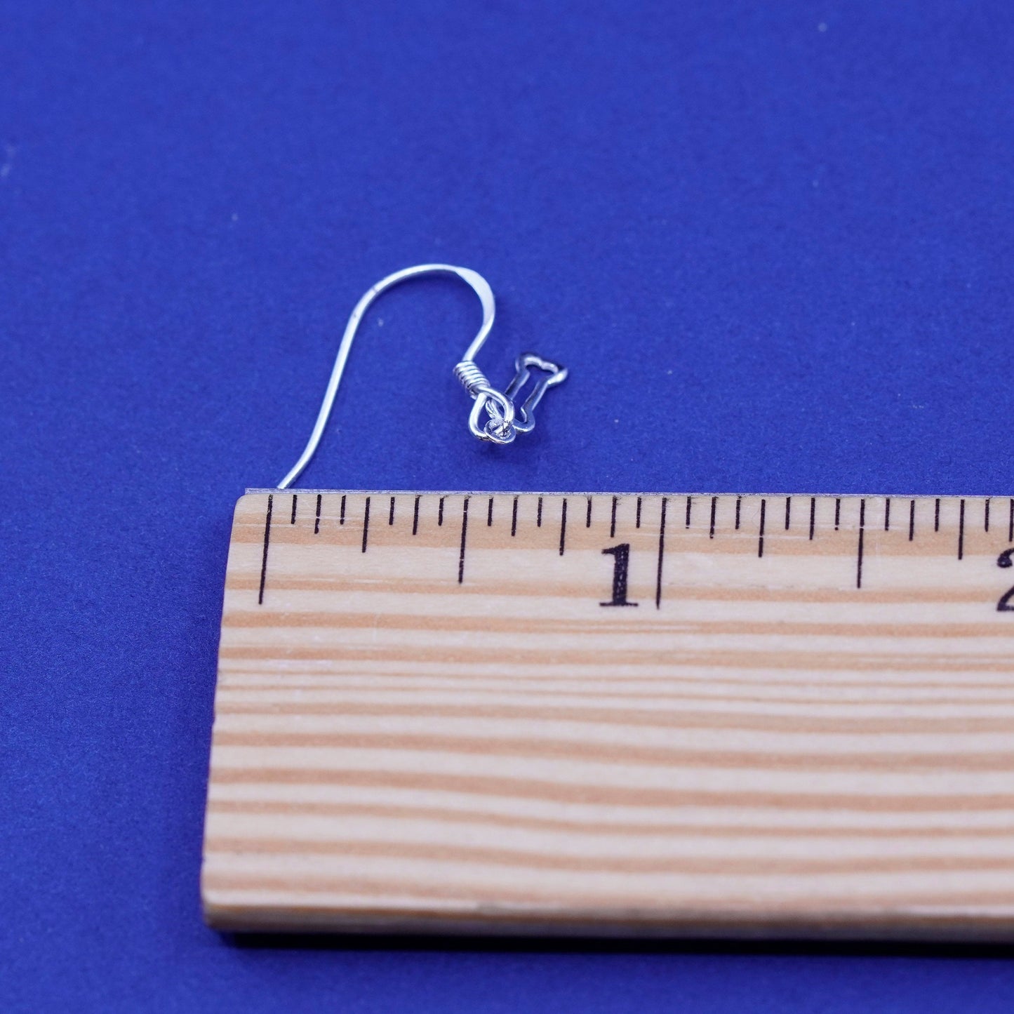 Vintage Sterling silver handmade earrings, 925 tiny dog and bone
