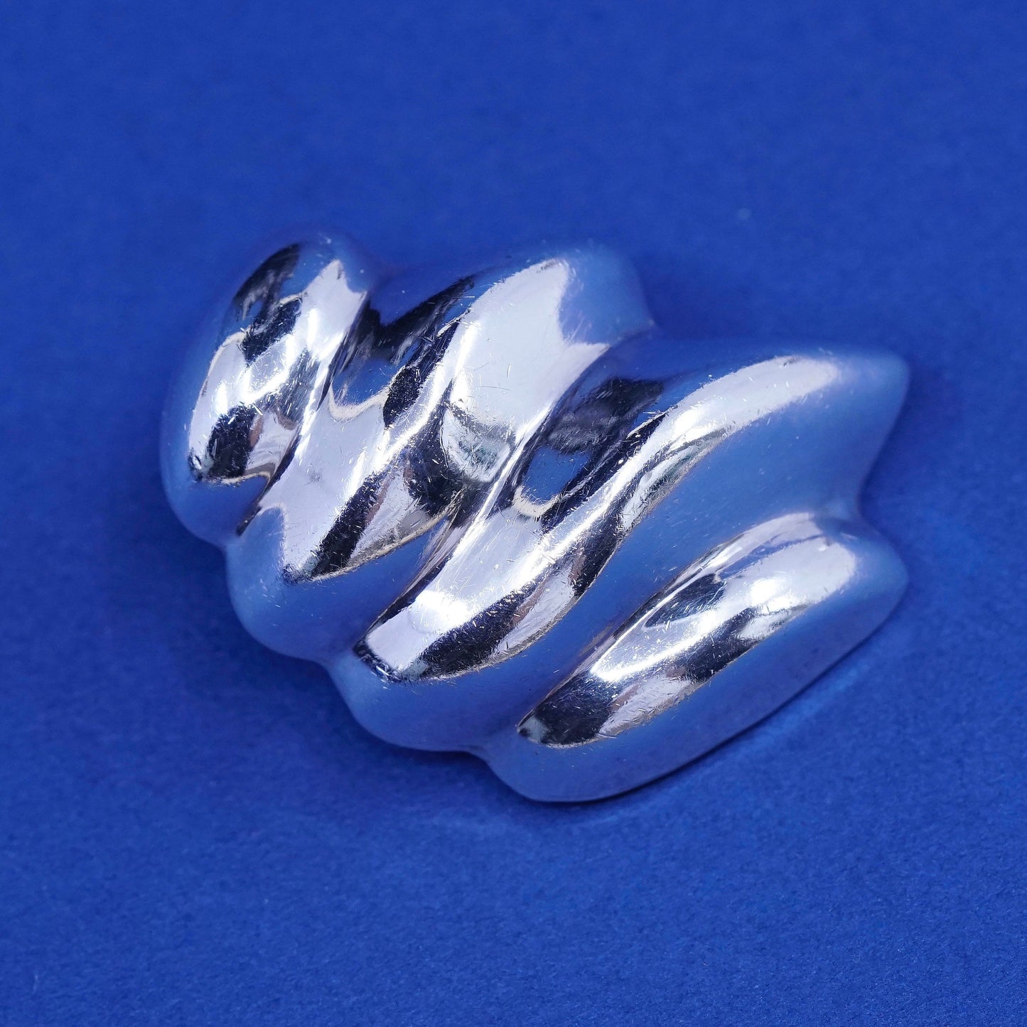 Vintage Sterling silver handmade earrings, mexico 925 ribbed clip on earrings