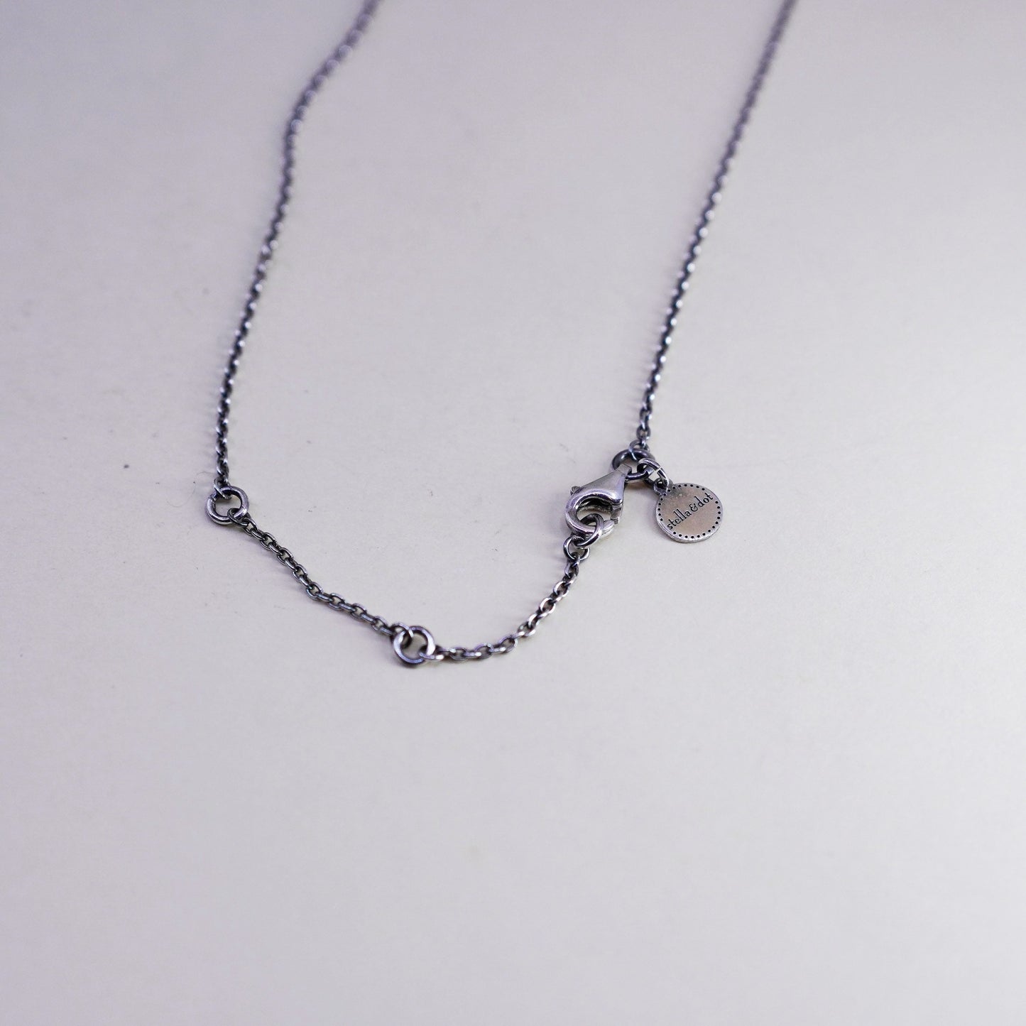 15+2”, Stella dot sterling 925 silver circle chain cz cross pendant, necklace