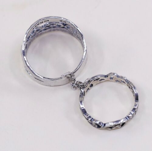 PZ Paz Israel Sterling Silver Handmade Hammered Ring, 925 Filigree Double Band