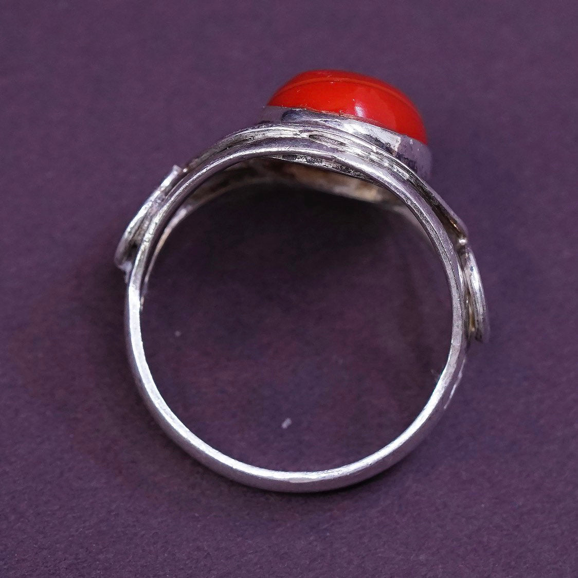 sz 7.75, Sterling silver handmade ring w/ onyx, Native American 925 band