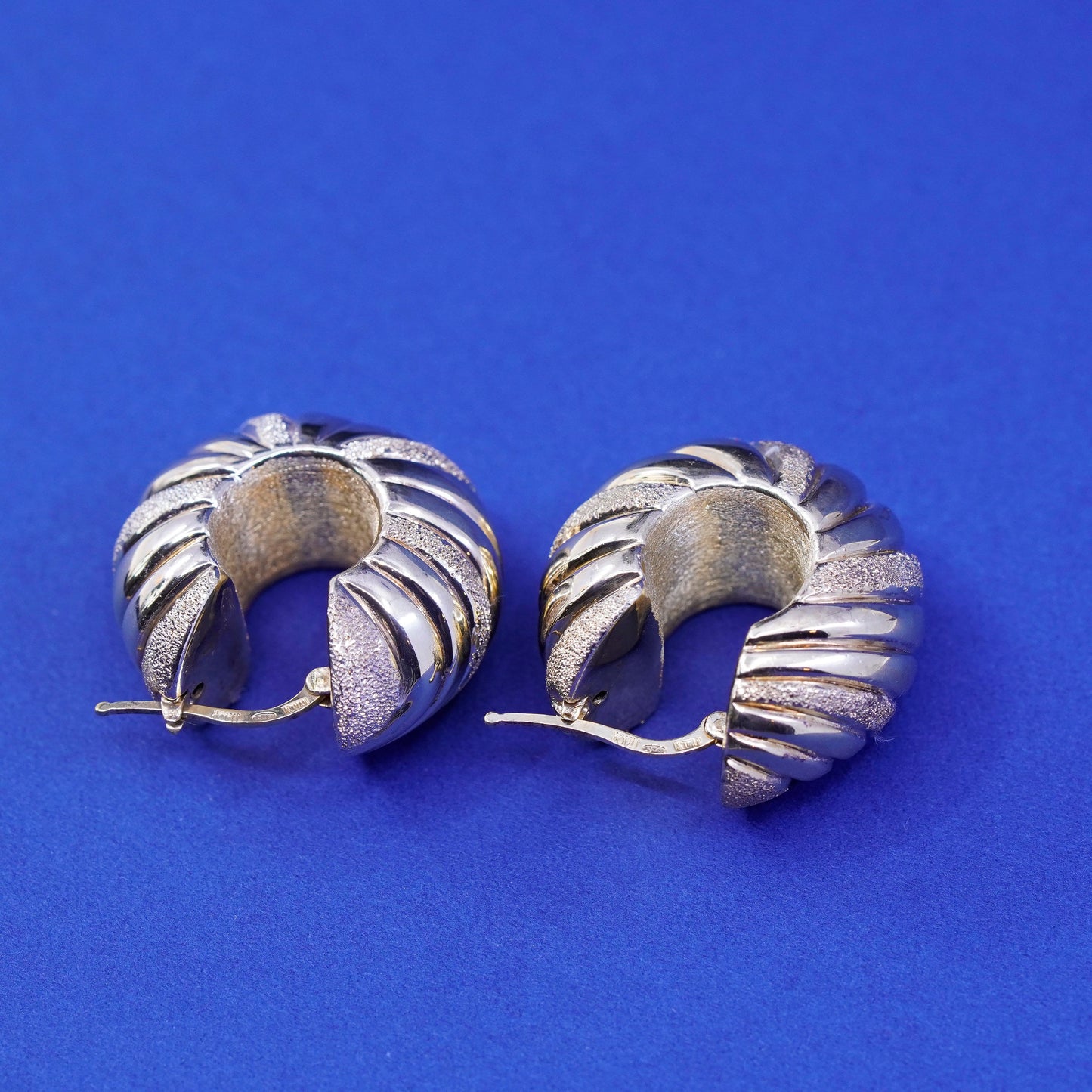 1.25”, Italy ITAOR vermeil gold Sterling 925 silver hoop glittering earrings