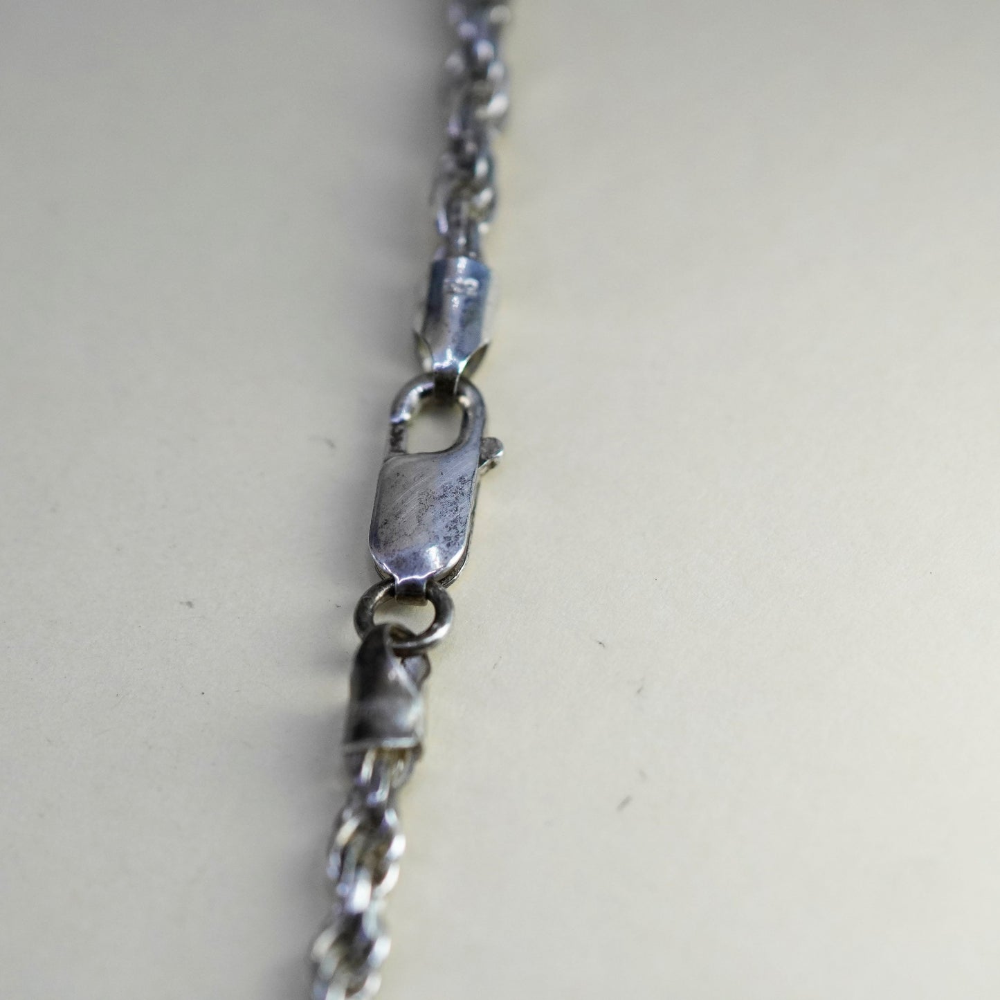 20”, 4mm, vintage Sterling silver necklace, 925 diamond rope chain