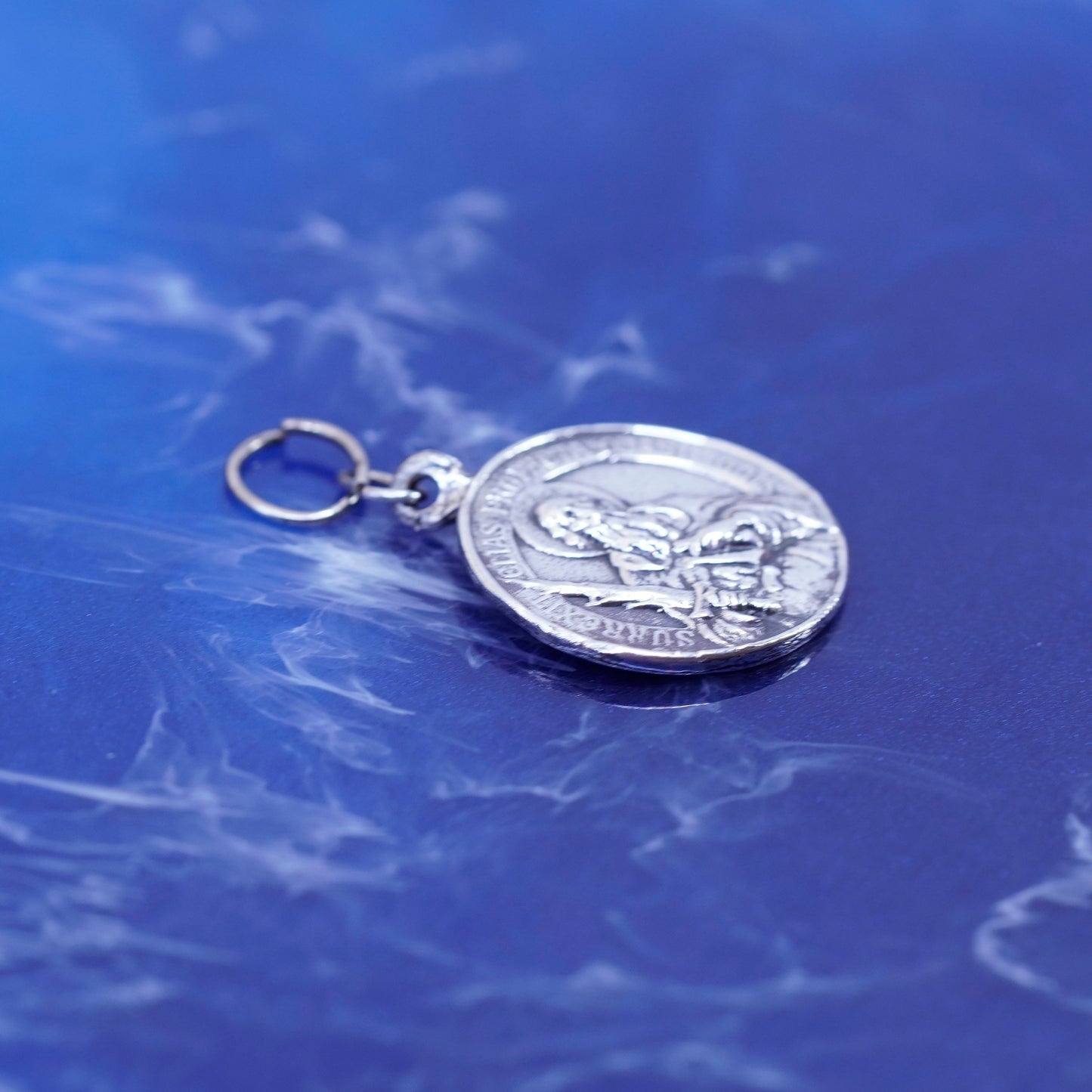 sterling silver pendant, 925 tag charm “surrexit Elias propheta quasi ignis