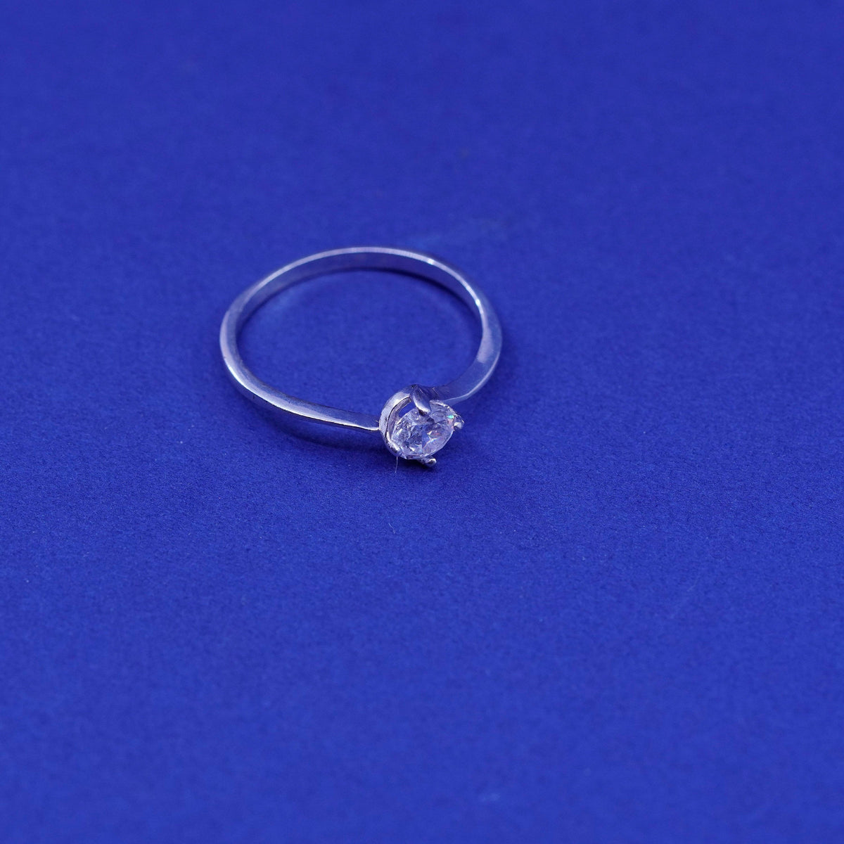 Size 8, vintage Sterling silver handmade ring, 925 engagement ring with cz