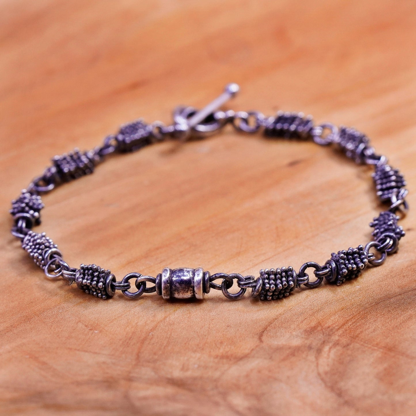 8”, Michael Dawkins jewelry Sterling 925 silver handmade bead bracelet chain