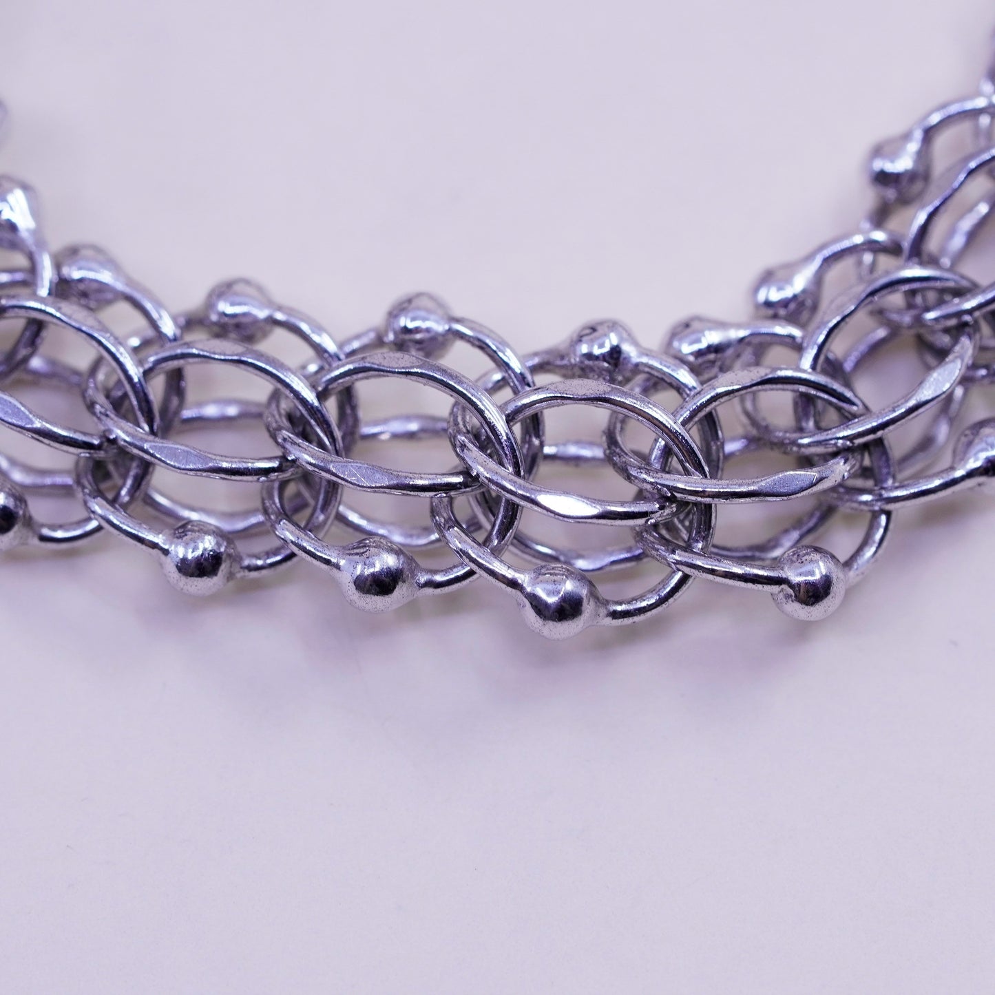 7”, 15mm, Vintage sterling silver double curb chain, 925 charm bracelet