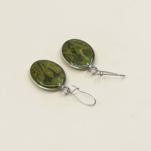 Vtg Sterling 925 Silver Handmade Earrings, solid 925 silver Resin Flower