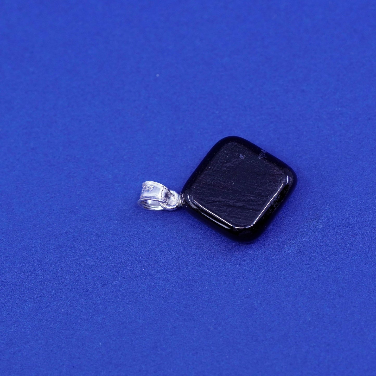 Vintage sterling 925 silver handmade pendant with dichroic glass