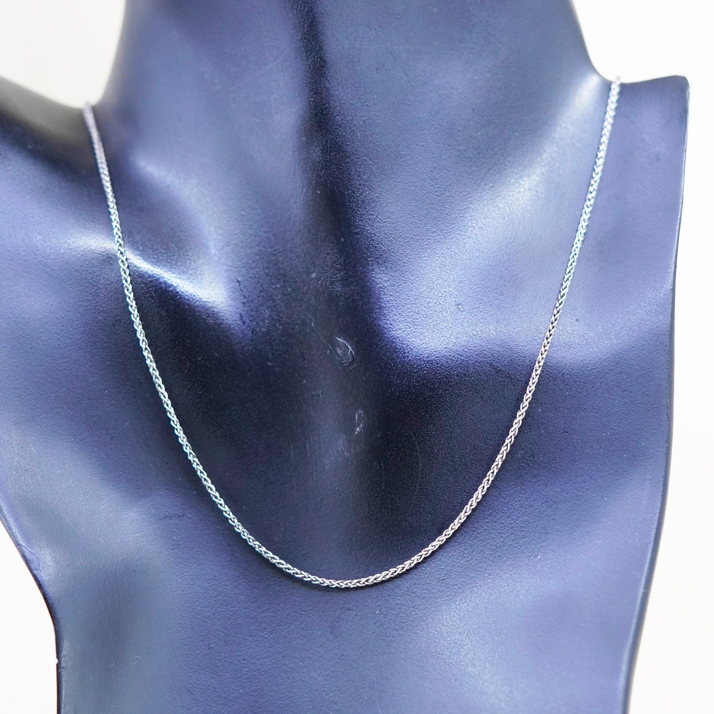 18”, 1.6mm, Vintage Italy sterling silver chain, 925 wheat necklace
