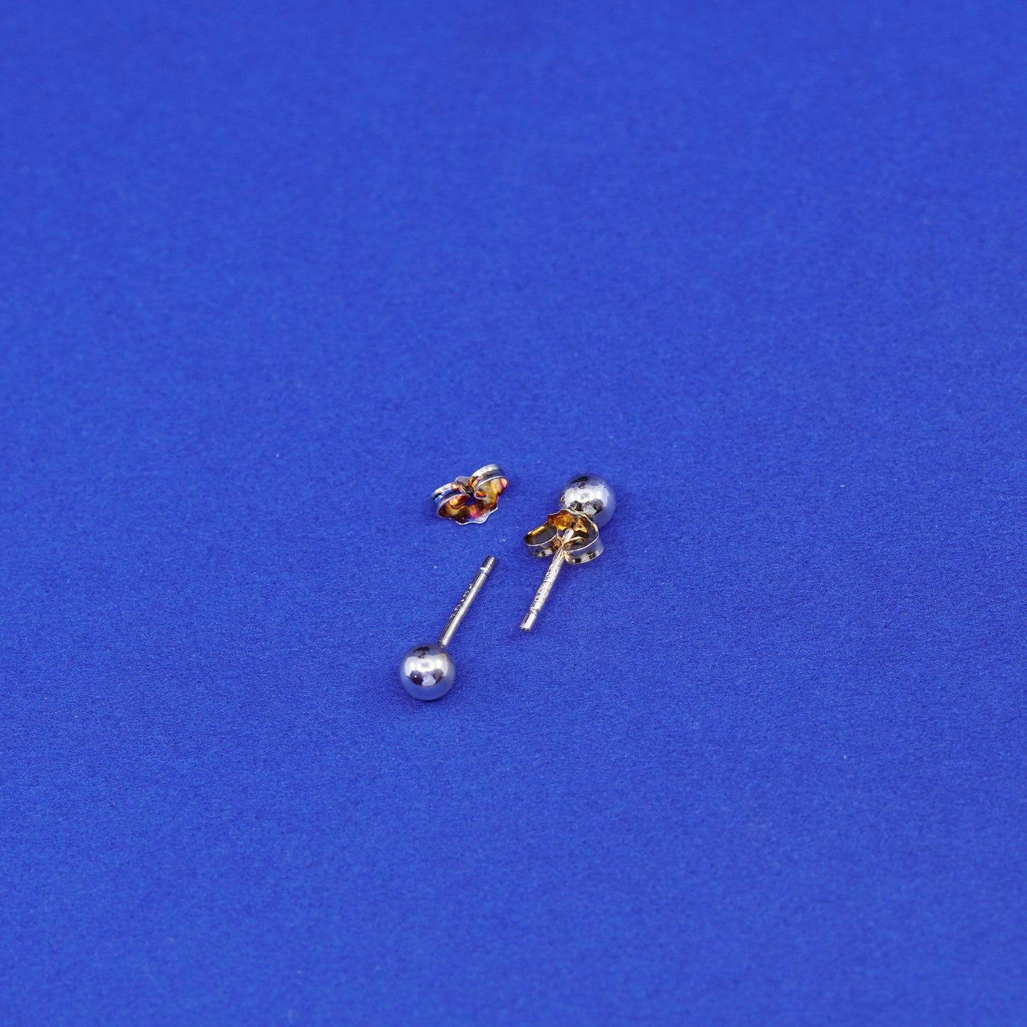 3mm, vintage DBJ vermeil gold over Sterling 925 silver studs earrings