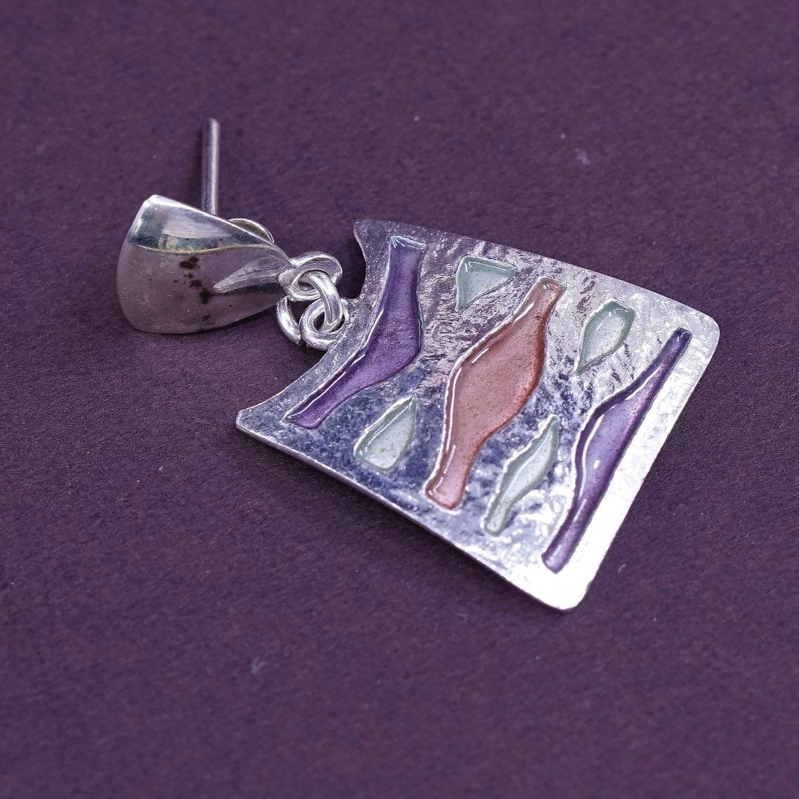 Two tone Native American handmade sterling silver earrings, wavy 950 CMILF