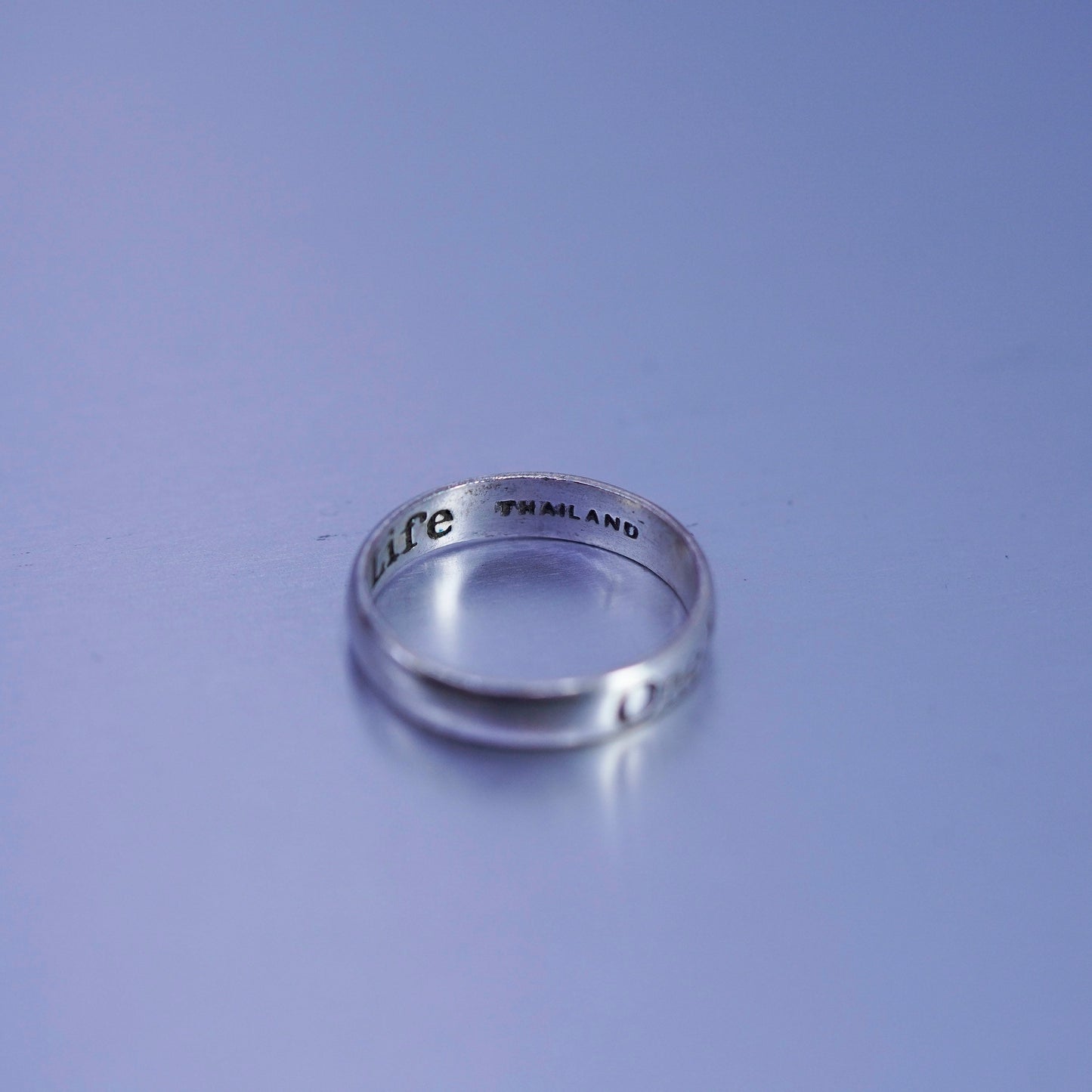Size 7, southwestern Sterling 925 silver wedding ring, band “one love one life