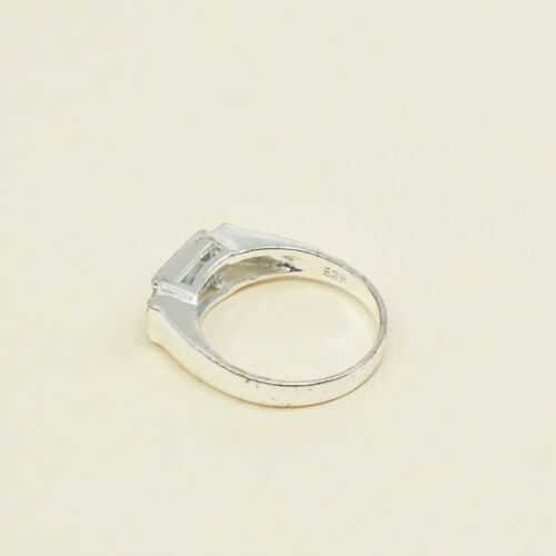 Sz 8.75, Sterling Silver Ring, 925 Silver Engagement Ring W/ blue Sapphire