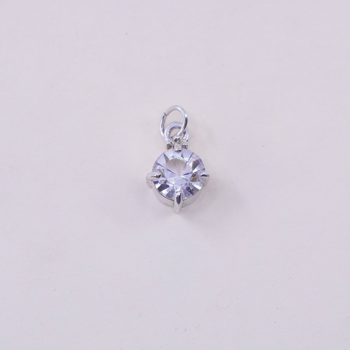 Vintage sterling silver handmade pendant, 925 cz charm