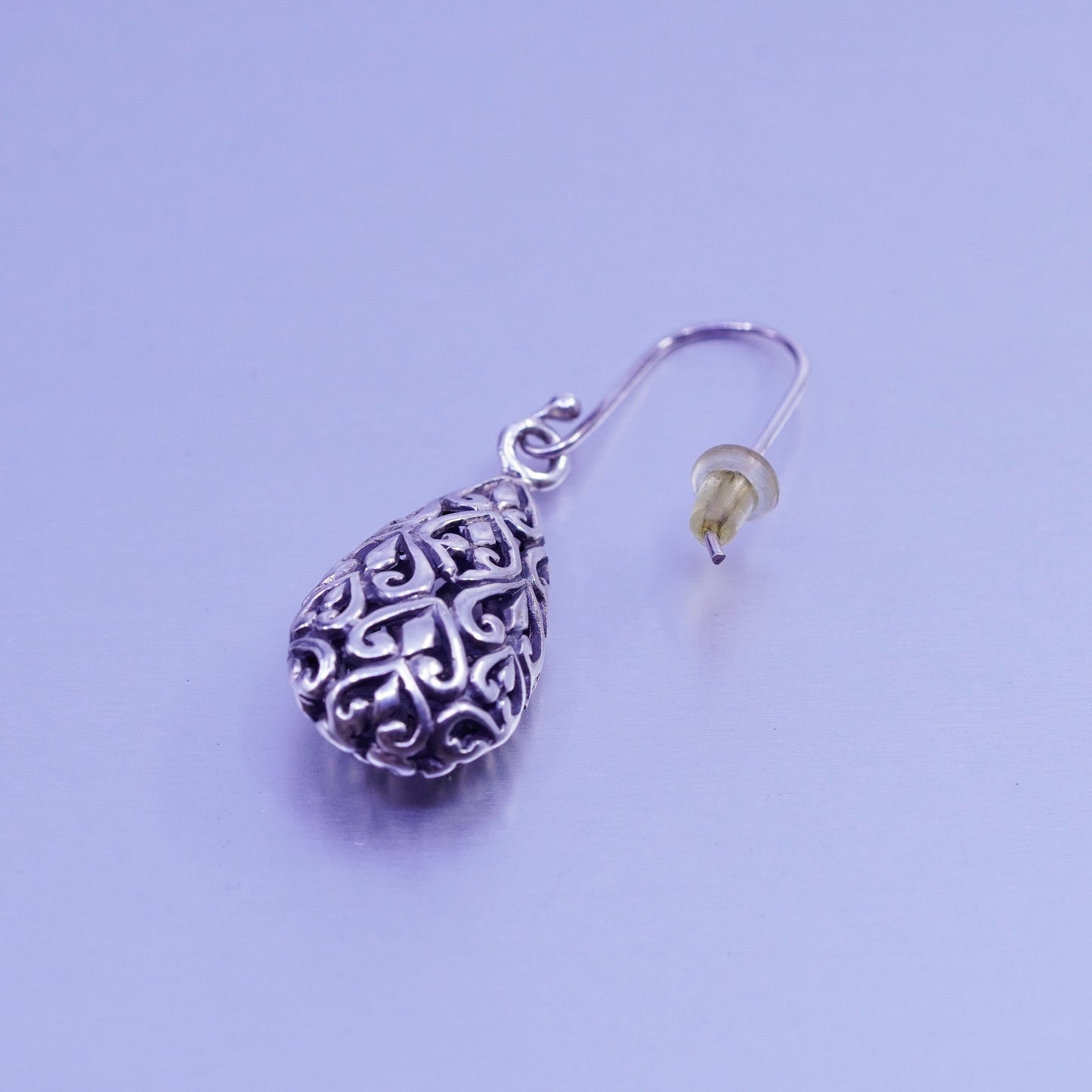 Vintage Sterling 925 silver filigree teardrop earrings