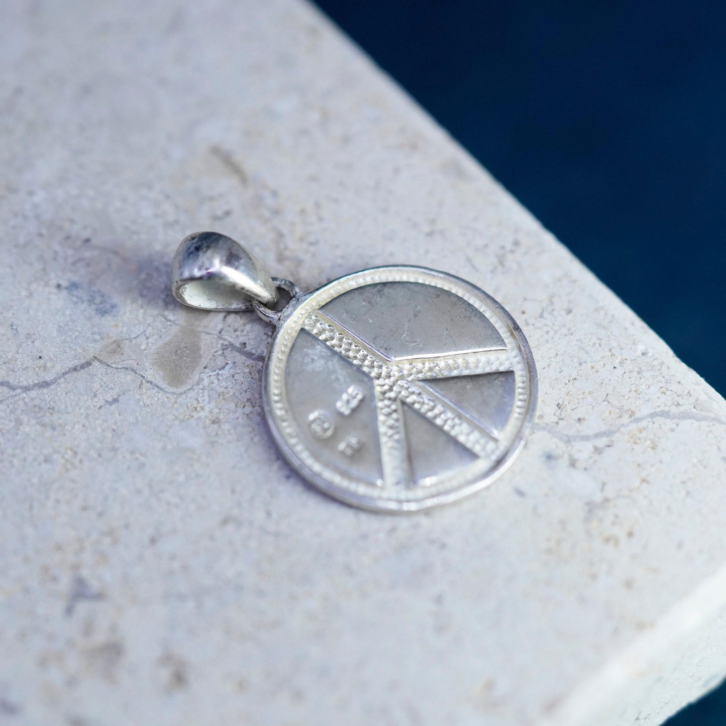 Vintage Sterling silver pendant, 925 peace symbol, CND symbol with enamel