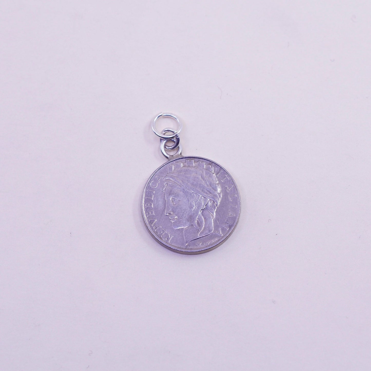 Vintage italian repvbblica coin charm pendant