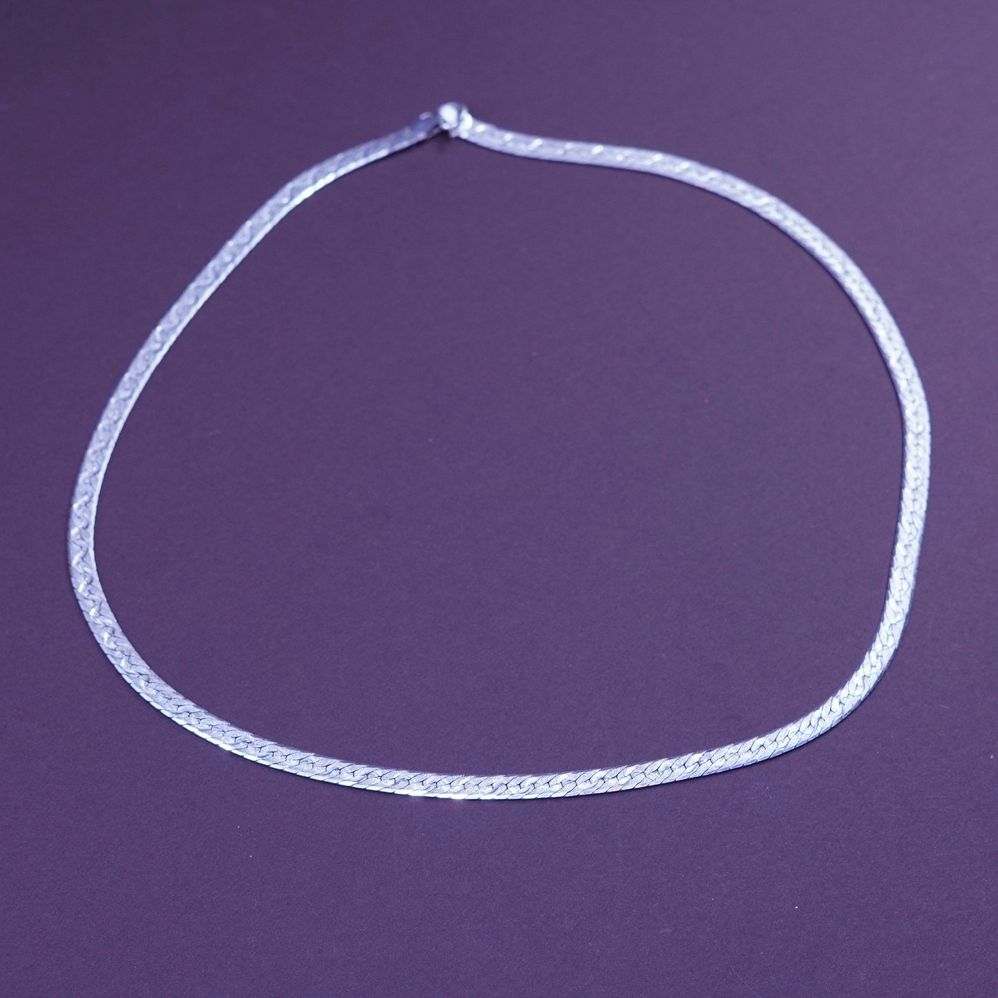 18”, vintage Italy Sterling silver textured herringbone chain, 925 necklace