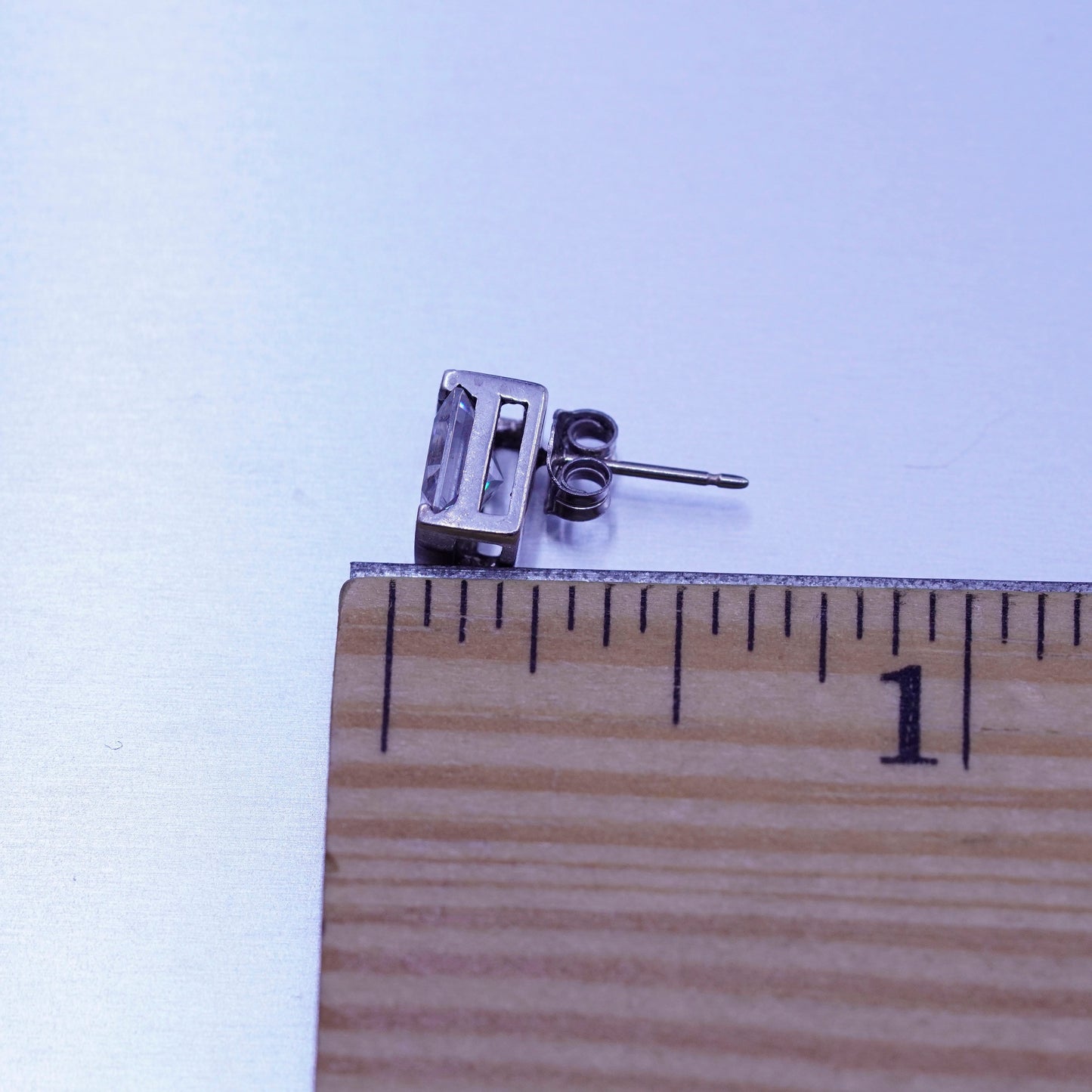 Vintage Sterling 925 silver earrings, studs with cz inlay
