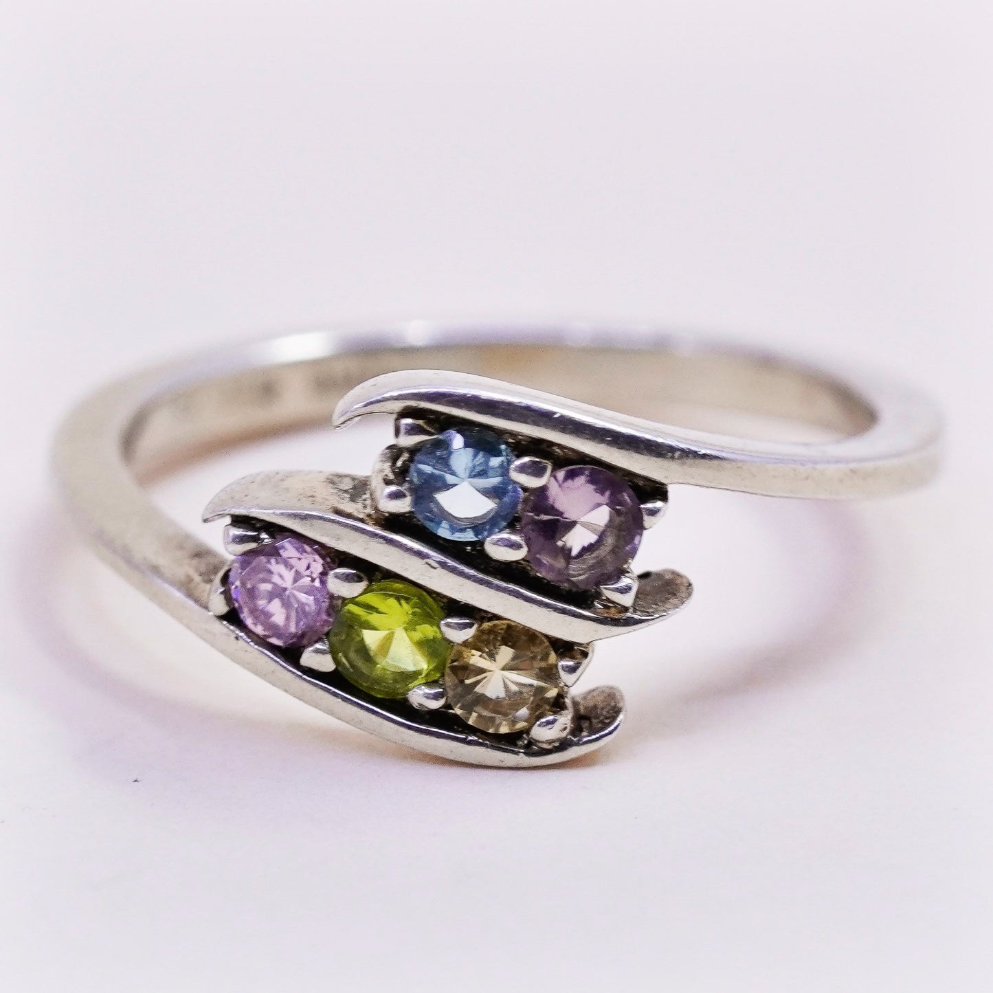 Size 6, antique vermeil gold over sterling silver ring amethyst citrine peridot