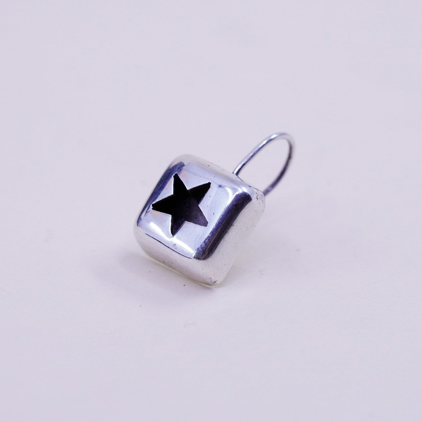 Vintage sterling silver handmade modern earrings, 925 star drops