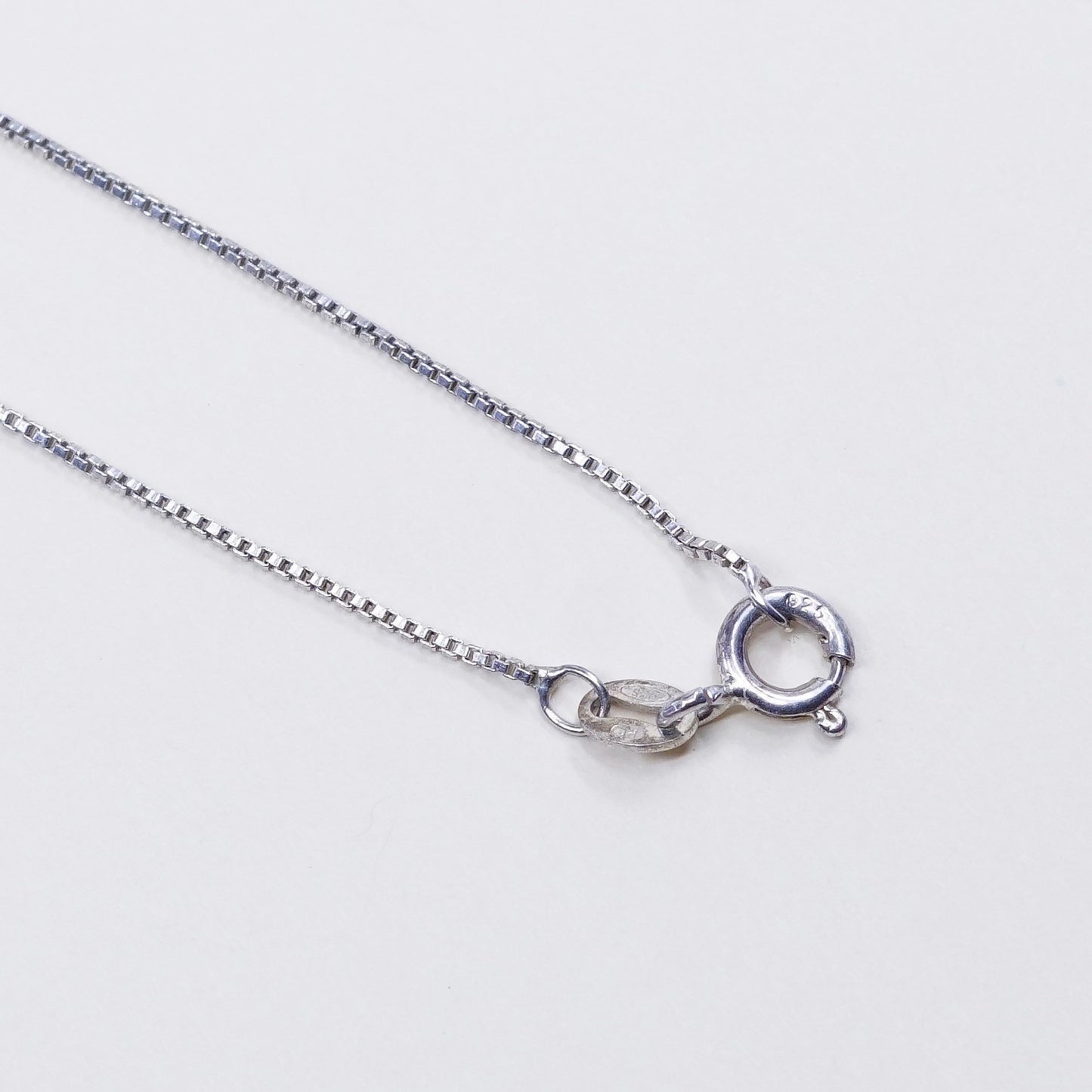 18”, 1mm, Vintage sterling silver box chain w/ cross pendant, necklace