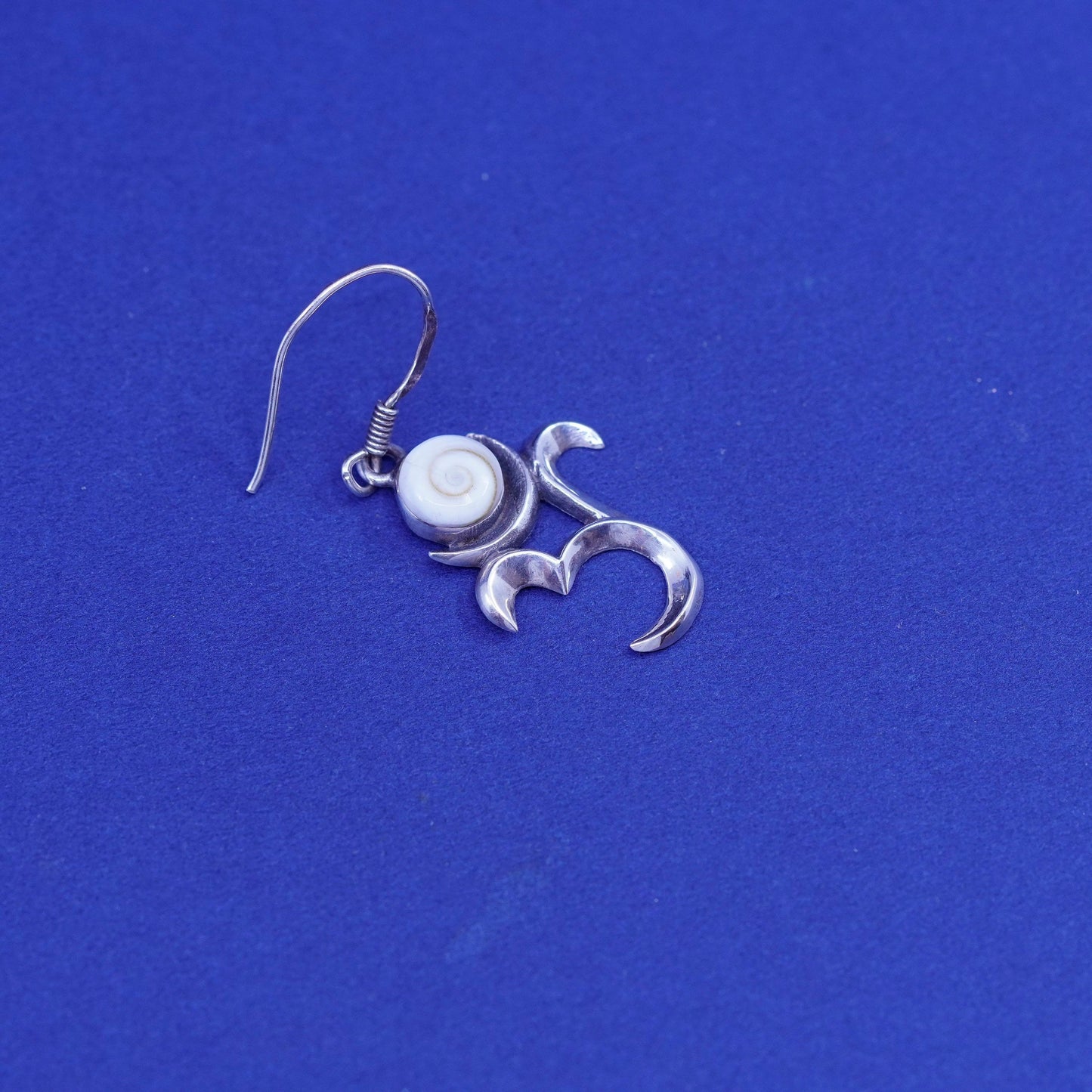 Vintage OM AUM sterling silver handmade earrings, 925 Shiva eye drops
