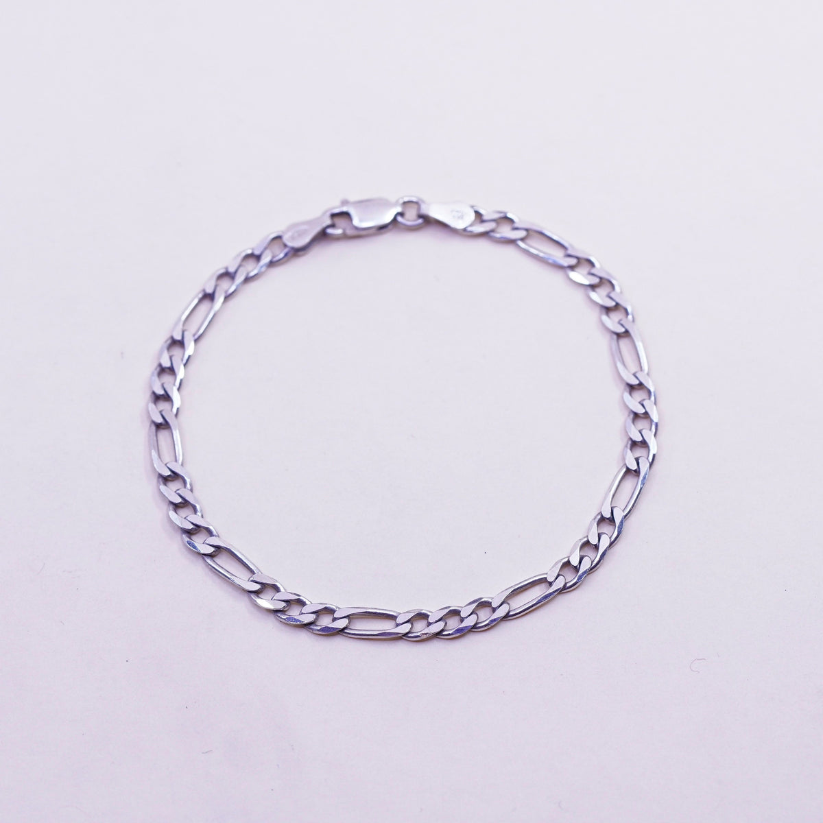 7”, 4mm, Vintage Italy sterling silver 925 chain, men’s figaro bracelet