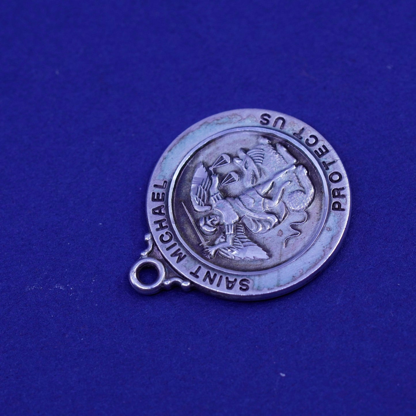 Chapel sterling silver US Marines pendant, 925 charm “saint Michael protect us