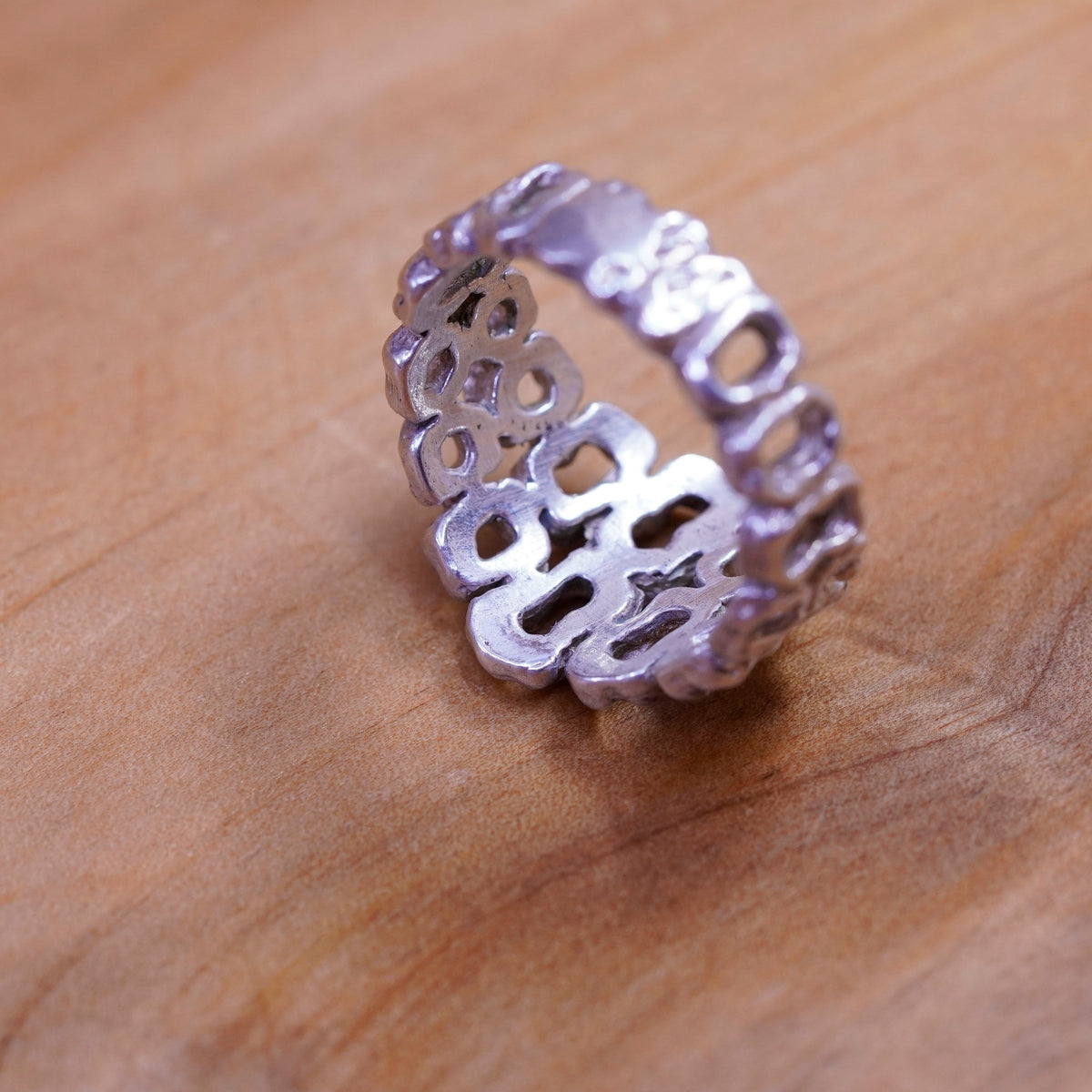 Size 7.25, Sterling silver handmade ring, southwestern style, 925 circle band