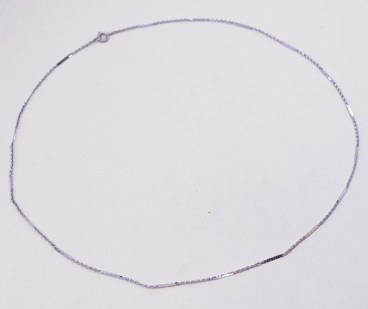 18”, 1mm, Vintage sterling silver necklace, 925 circle chain with flatten bar